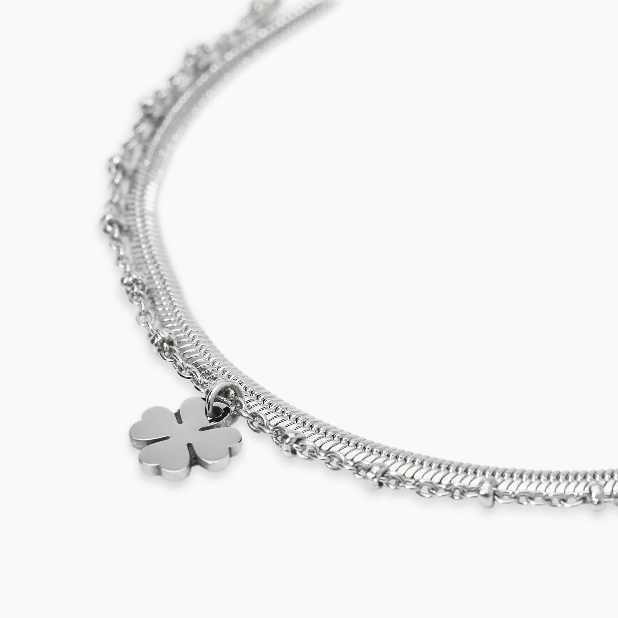 Kidult Bracciale con catene e ciondolo quadrifoglio, Style 38 - 831070