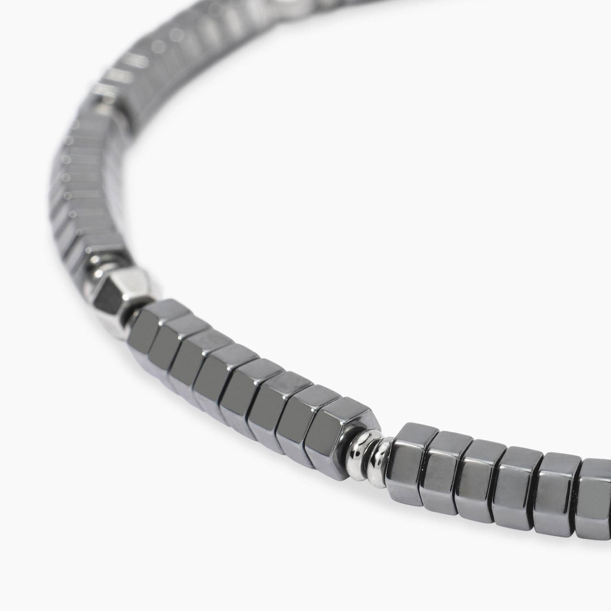 Kidult Bracciale da Uomo regolabile in acciaio e ematite, Style 23 - 831125