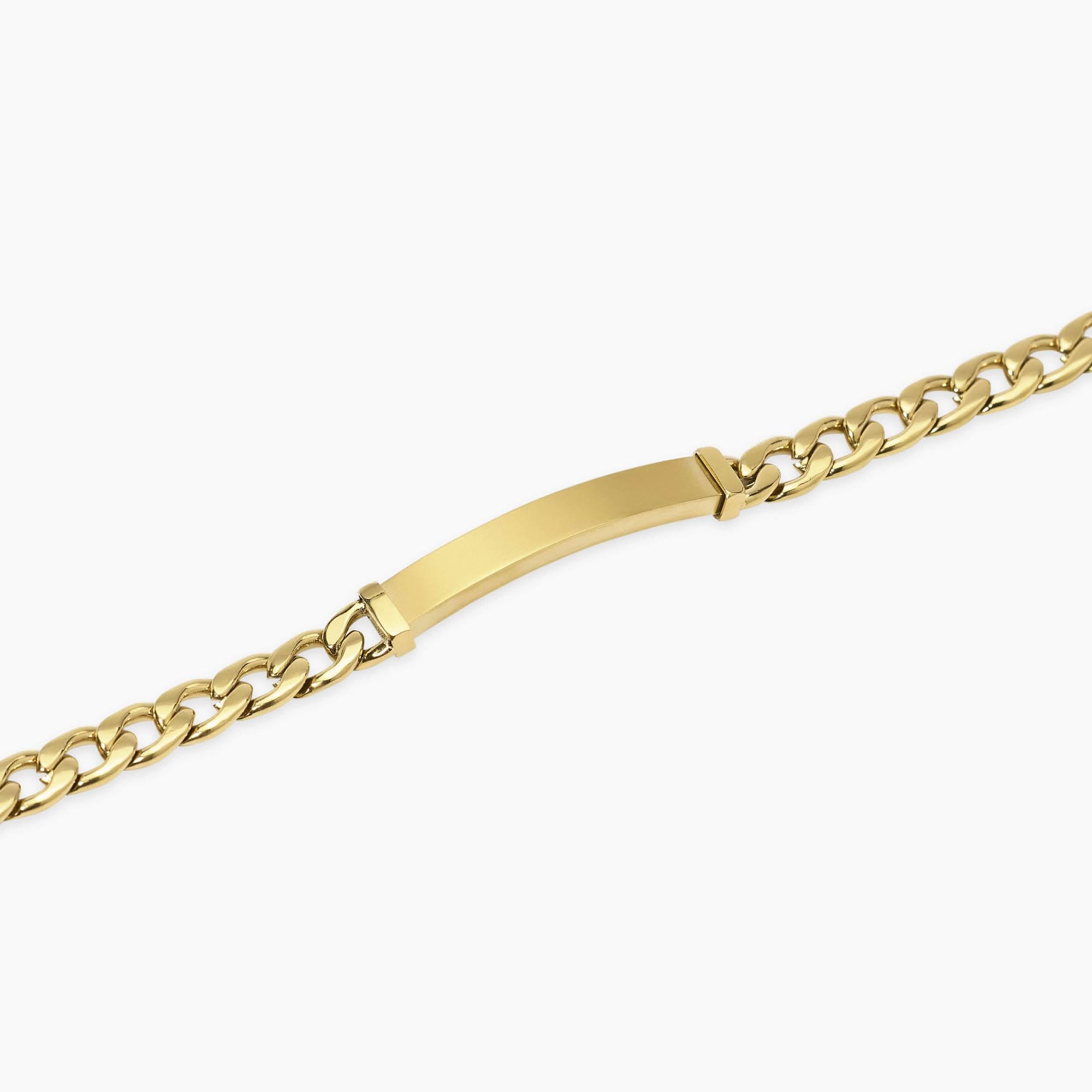 Kidult Bracciale da uomo in acciaio dorato con piastra, Style 17 - 831147