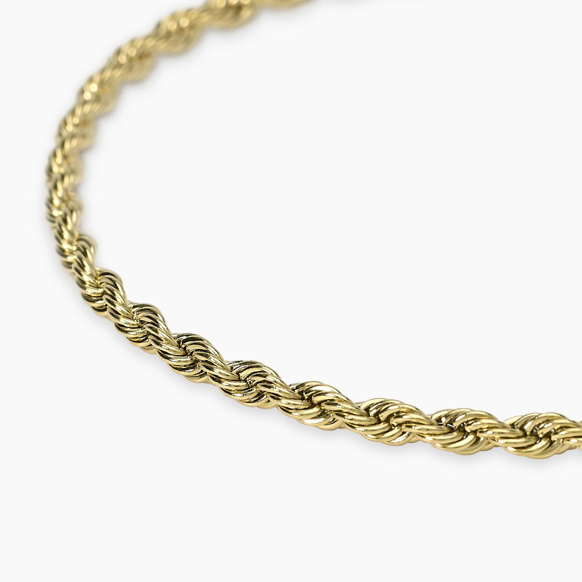 Kidult Bracciale da uomo con catena corda in acciaio dorato, Style 07 - 831148