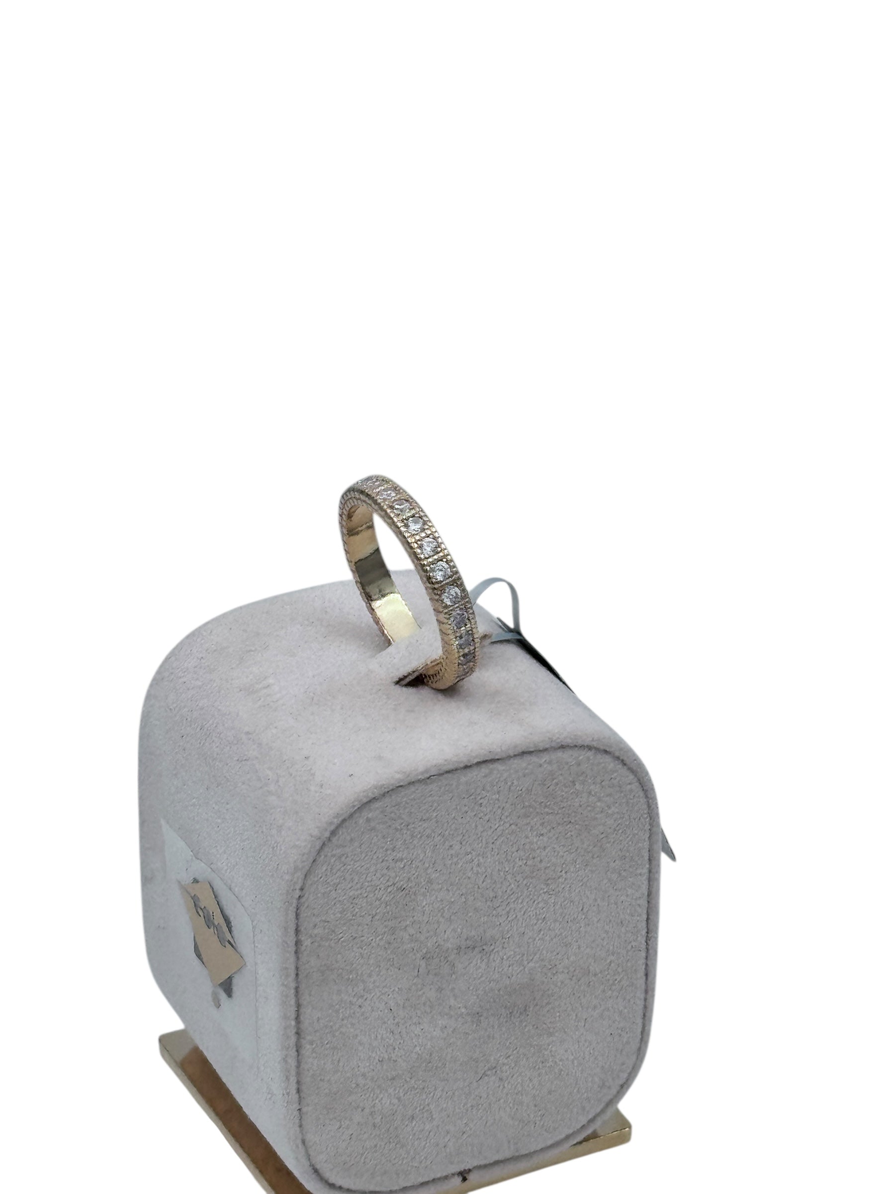 Anello Spadarella in argento dorato, unisex, fede con zirconi bianchi - AN760