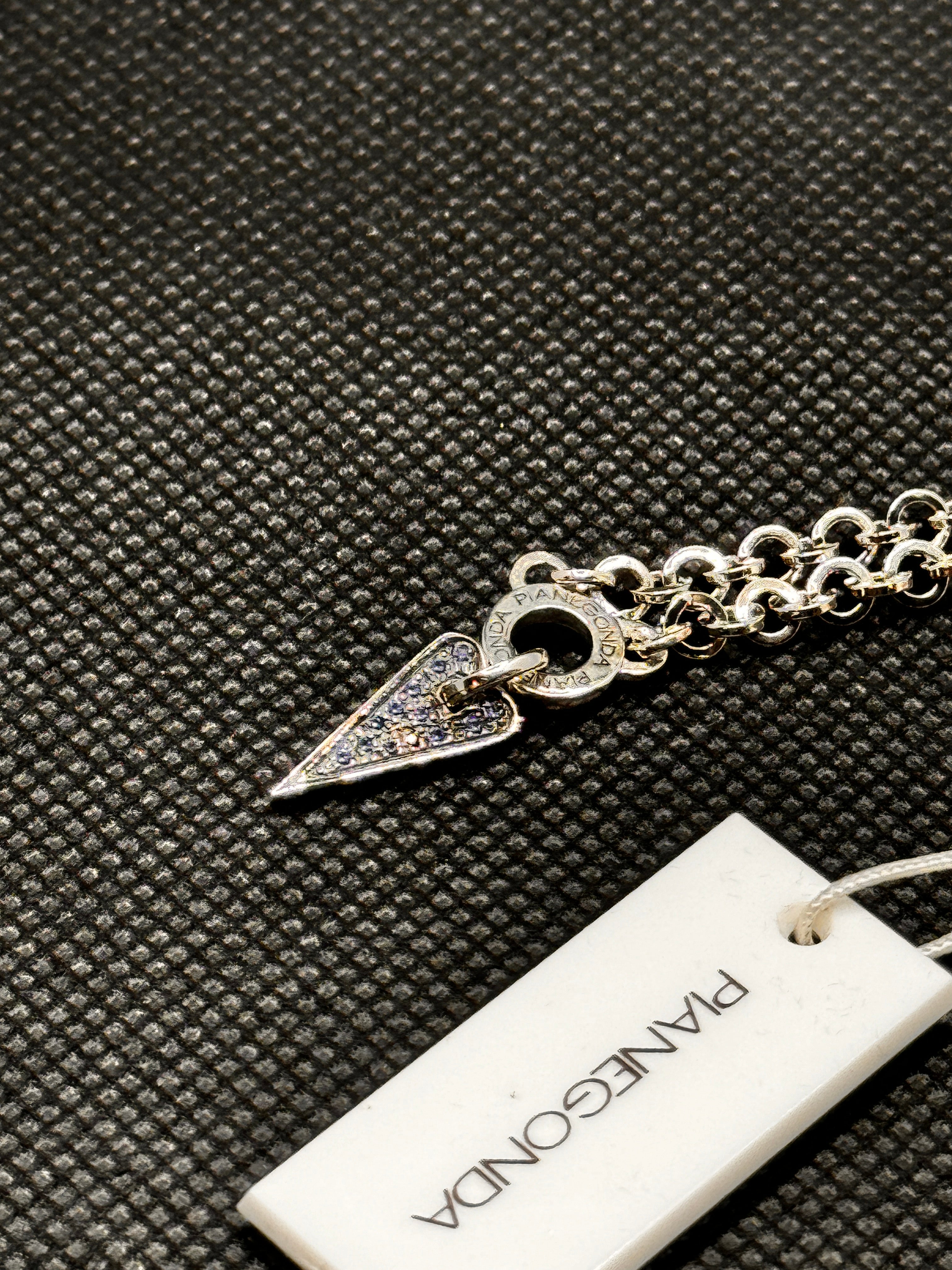 Pianegonda-Silberhalsband mit blauem Saphirpavé-Anhänger, Glittering Love-Kollektion – CA011162
