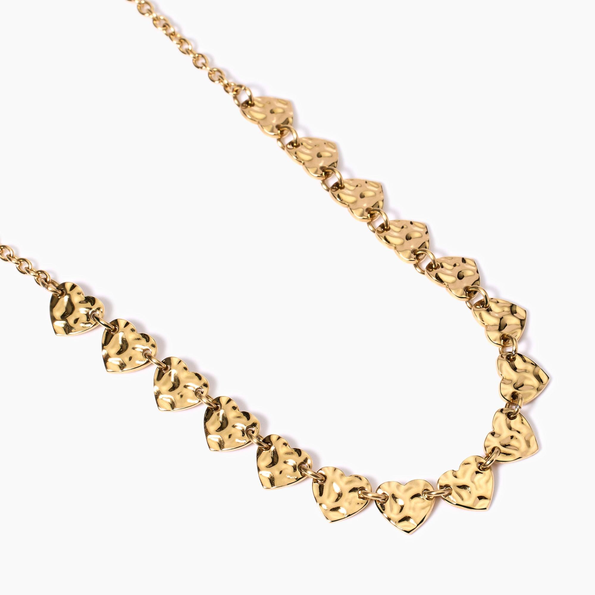 Kidult Girocollo dorato cuori effetto martellato, Style 03 - 851007