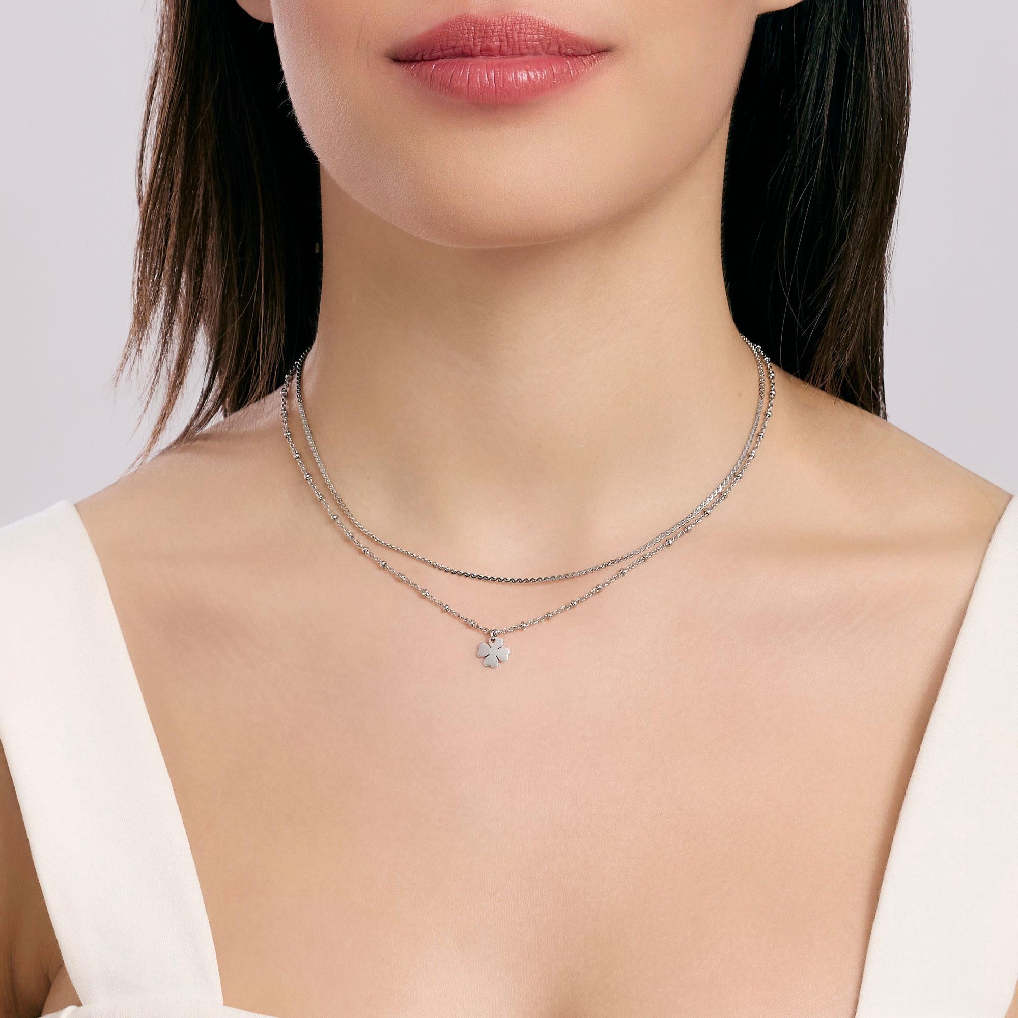 Kidult Girocollo con catene e quadrifoglio, Style 30 - 851050