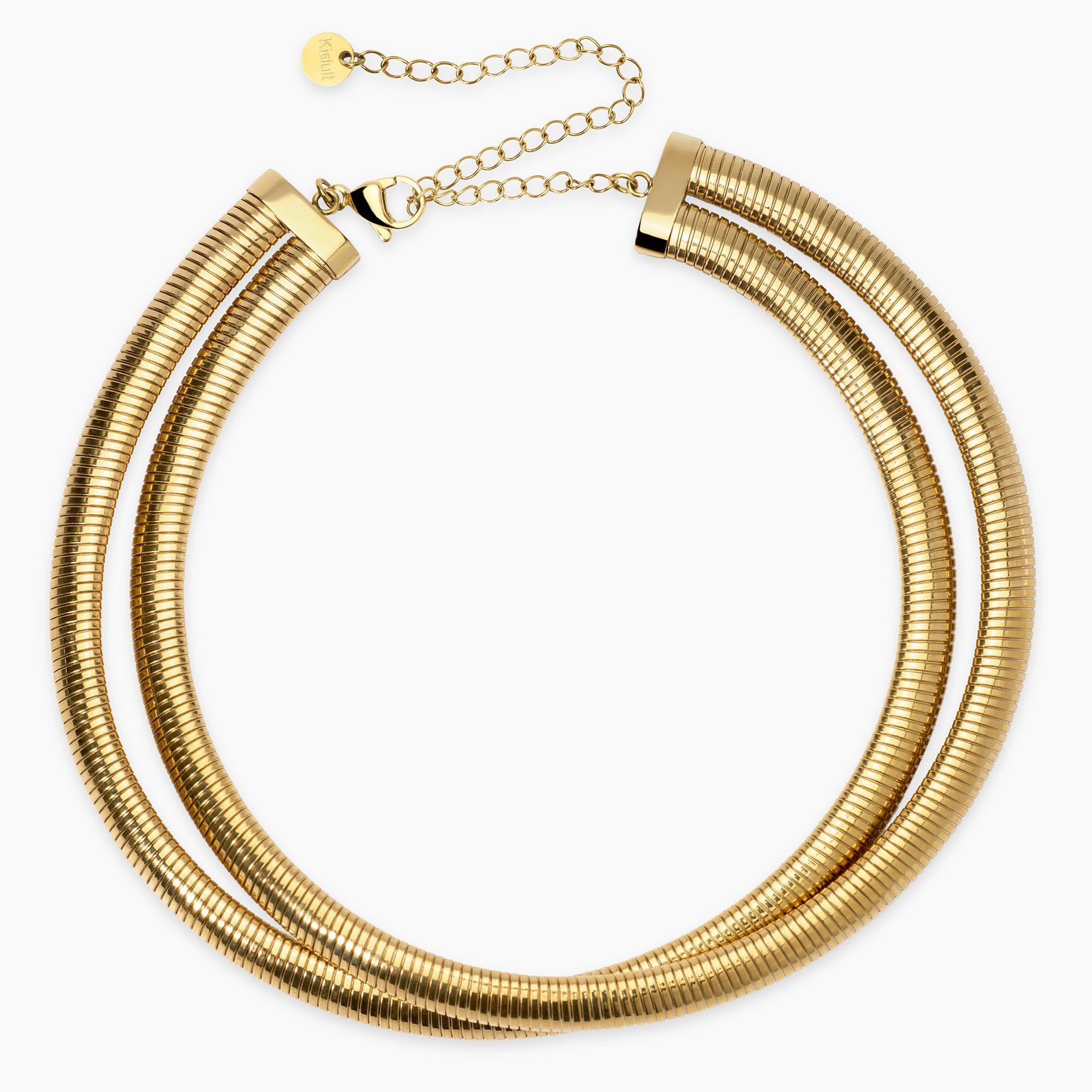 Kidult Girocollo dorato con doppia catena tubogas, Style 13 - 851061