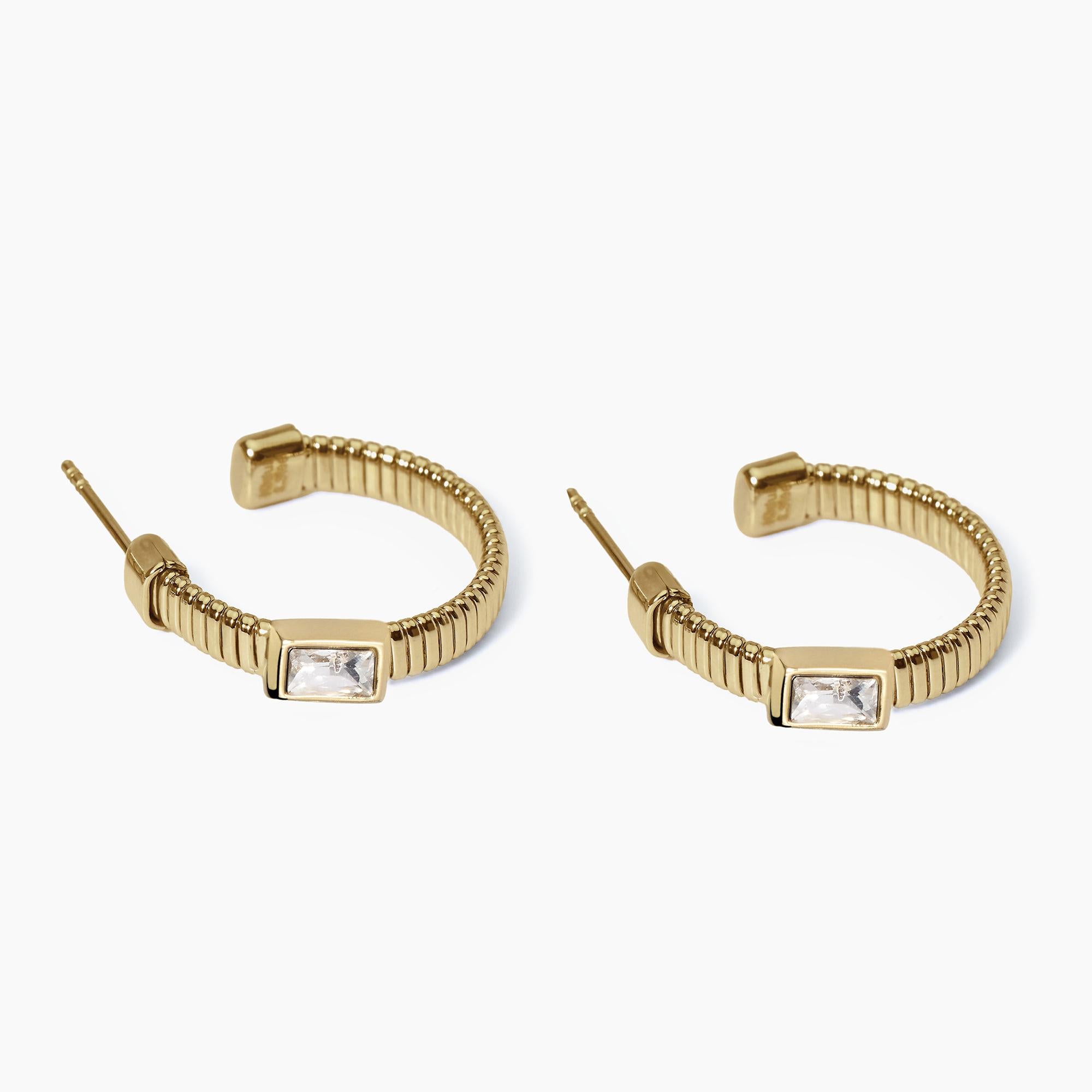 Kidult Tubogas Goldohrringe mit Zirkonia, Stil 05 – 861005