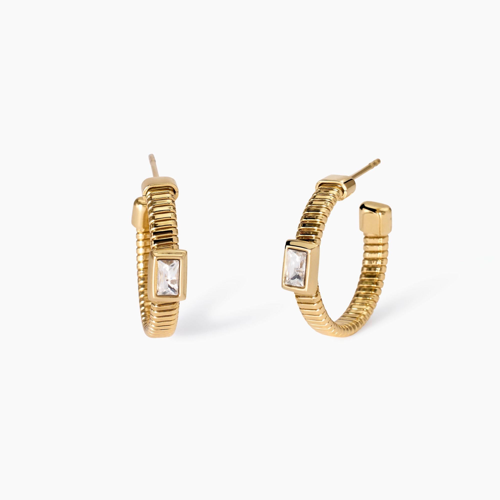 Kidult Tubogas Goldohrringe mit Zirkonia, Stil 05 – 861005