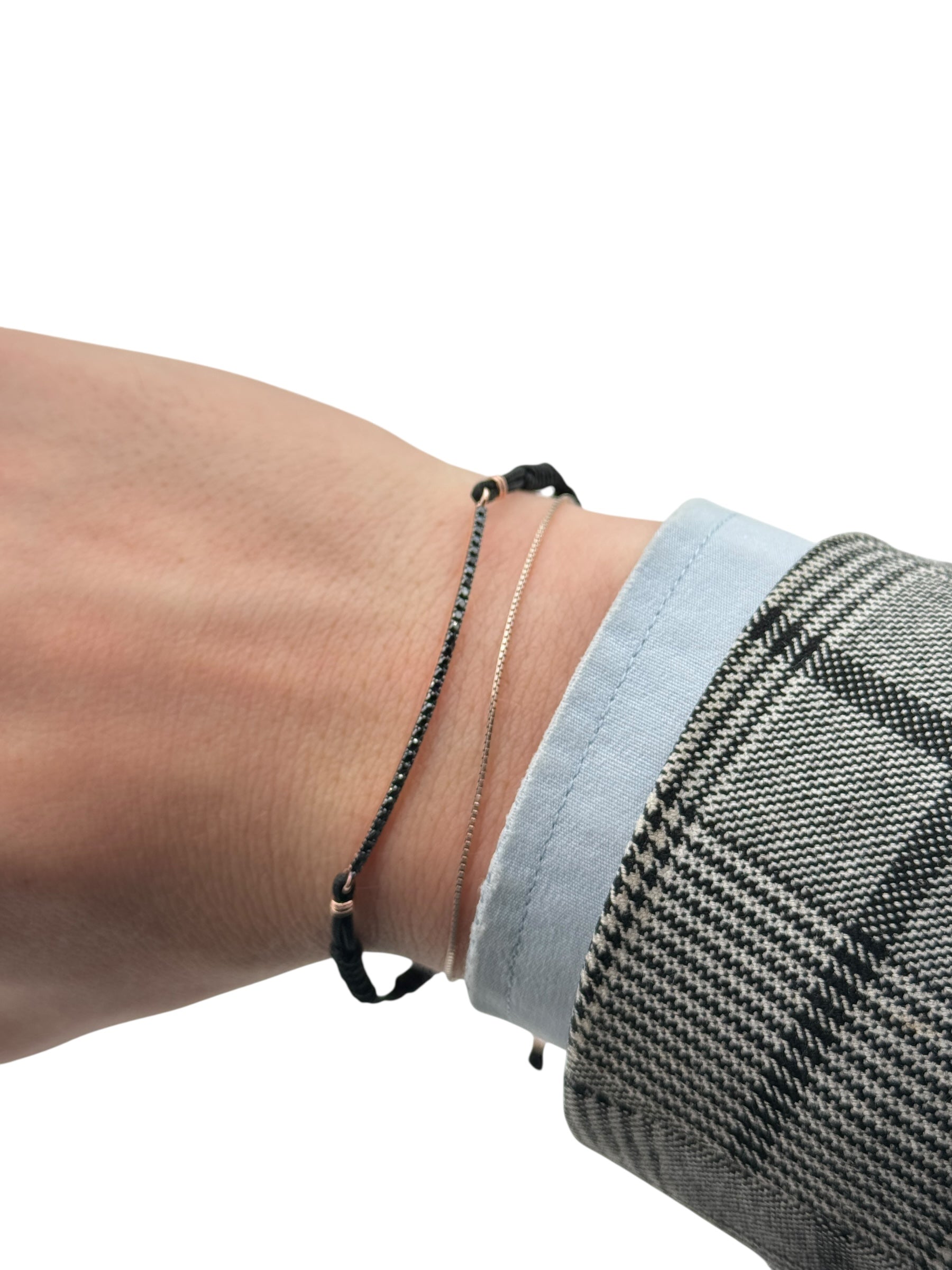 Bracciale Buonocore in caucciù con piastrina in oro rosa 18kt e diamanti neri - 1706B01NP