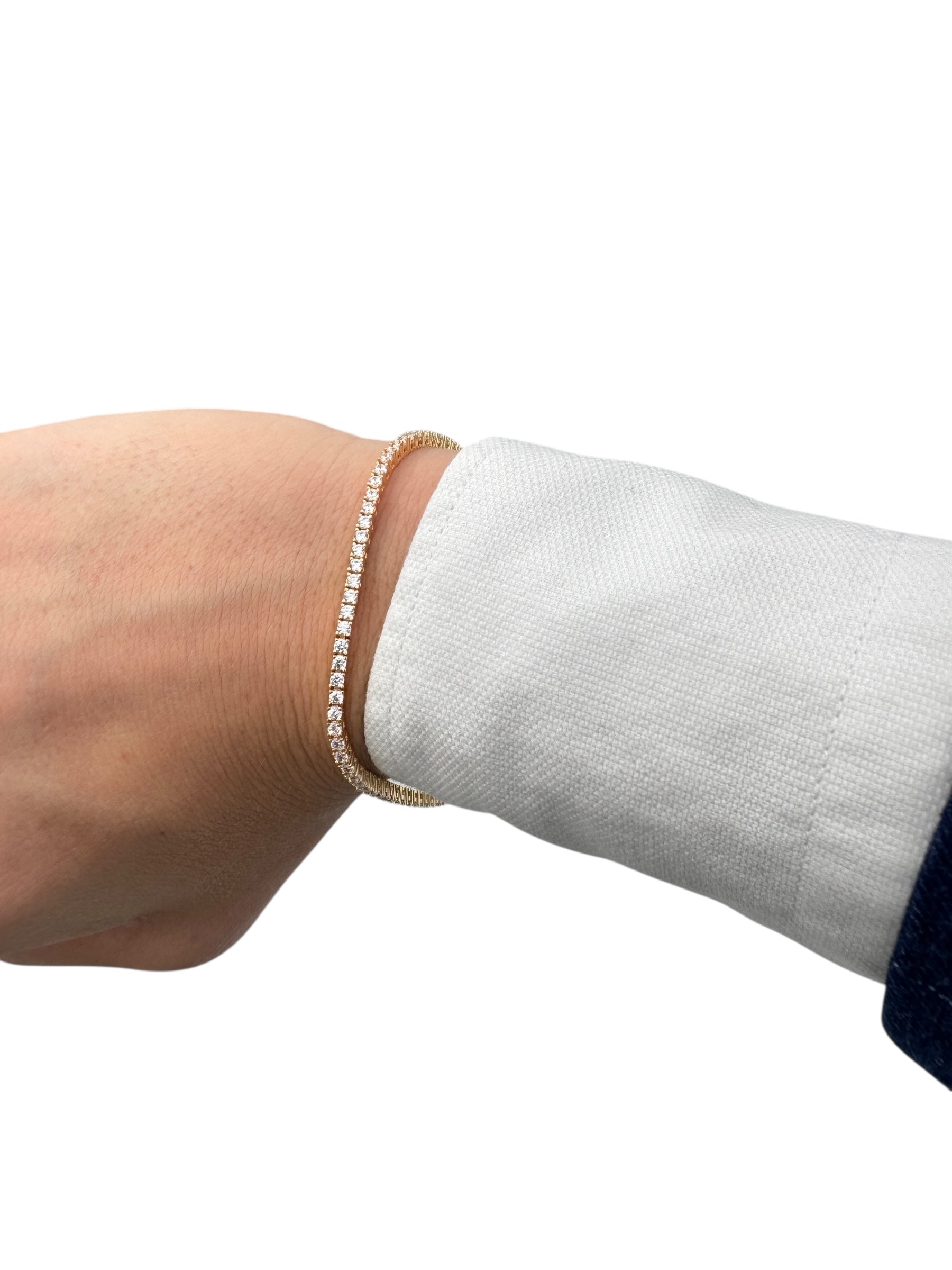 Bracciale tennis Spadarella in argento dorato con zirconi bianchi, 2mm, da uomo - TEN2-Oro