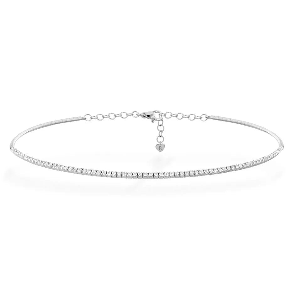 Collana Buonocore rigida semitennis, in oro bianco 18kt e diamanti - 88C01DW