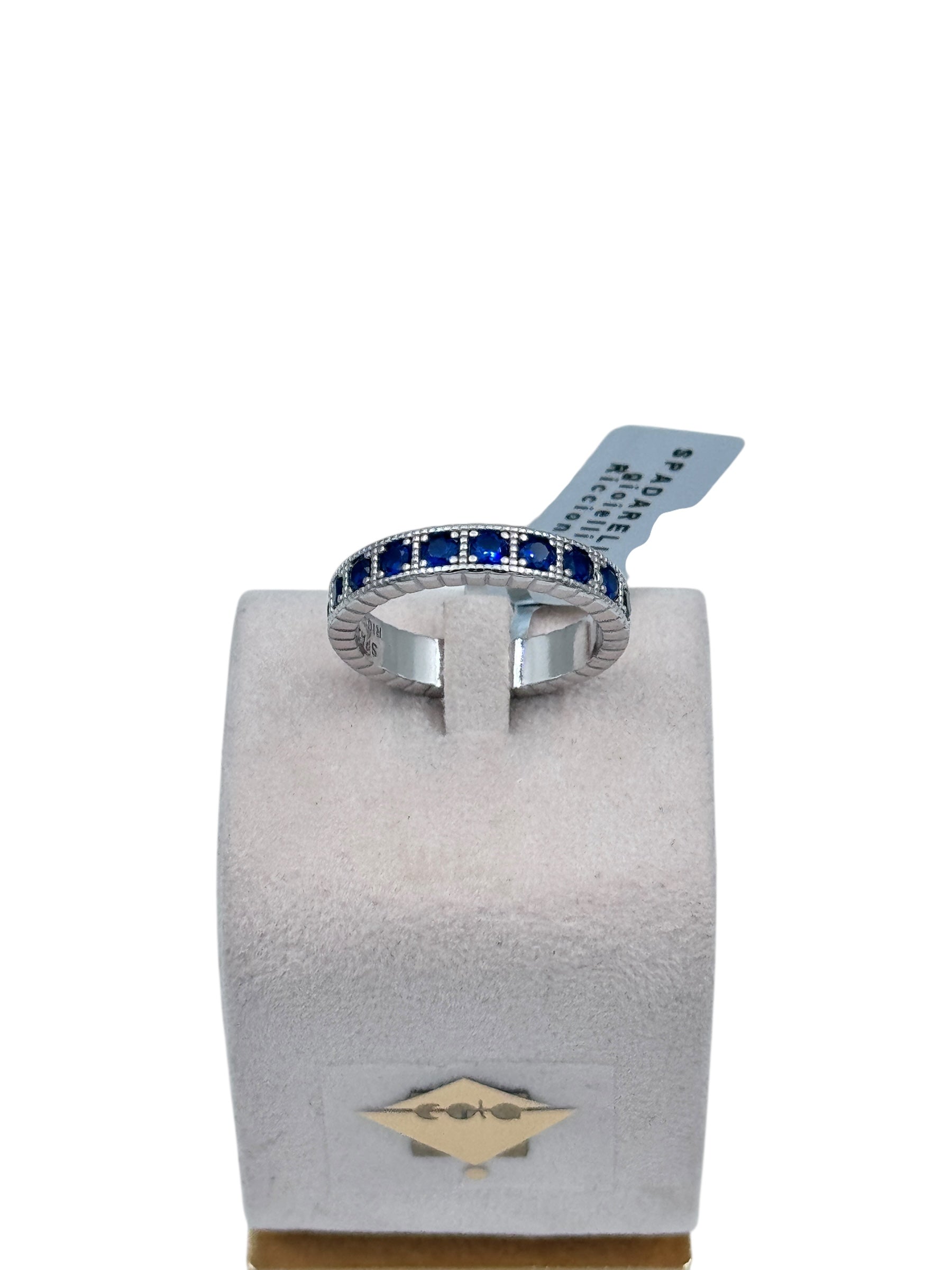 Anello Spadarella in argento, uomo, FEDE CON ZIRCONI BLU - AN729-BLU
