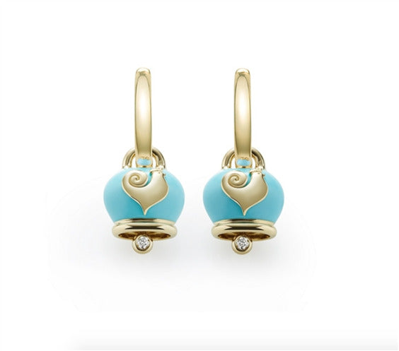 Campanella-Ohrringe aus Gelbgold, Emaille und Diamanten – 36614