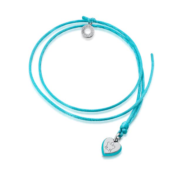 COLLANA CON CIONDOLO CUORE SMALTATO ACQUAMARINA - GIA402