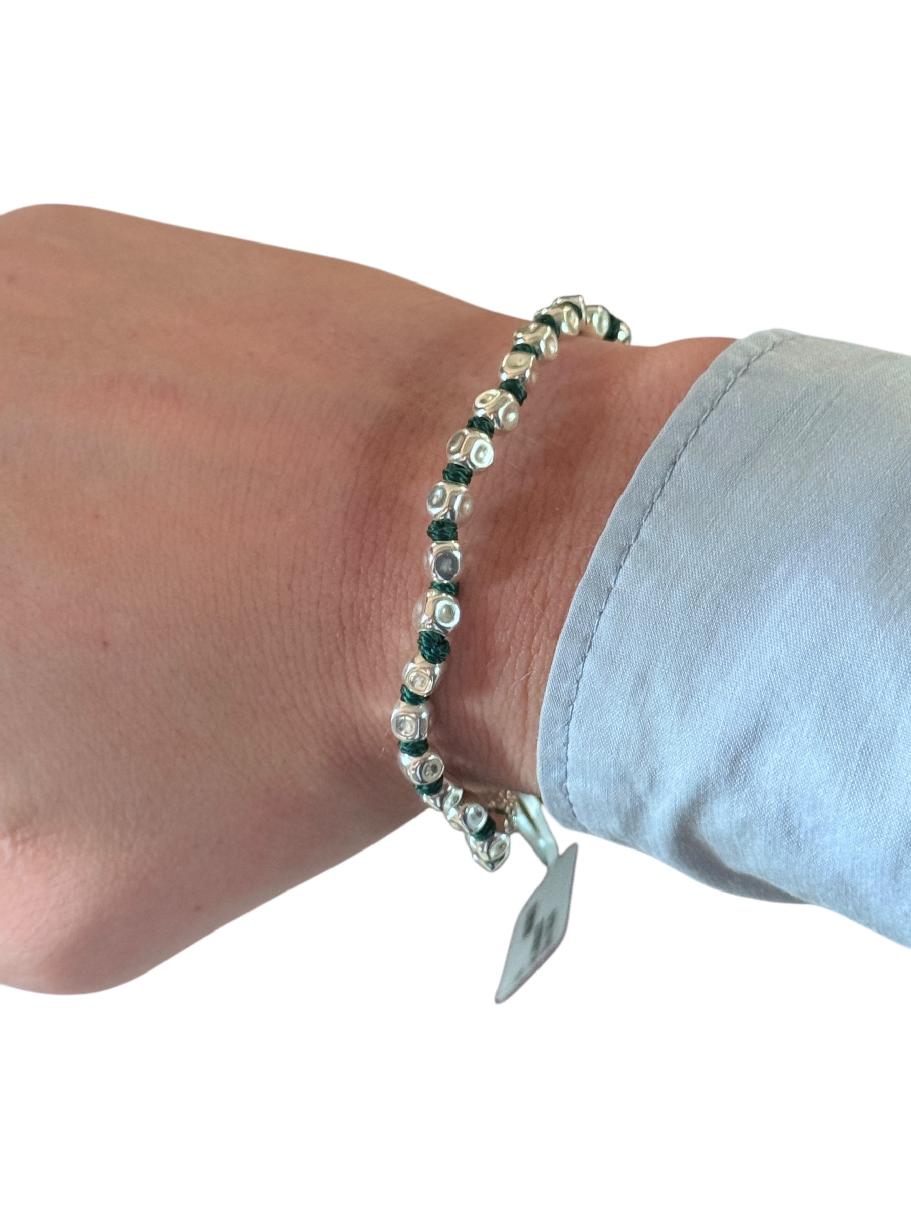 Bracciale Spadarella corda in argento e nylon, unisex, color verde gucci - SPBR636-verde gucci