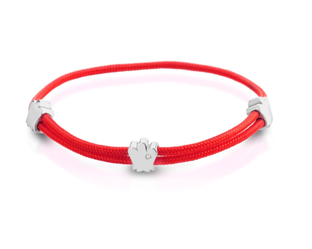 Rotes Schnurarmband mit silbernen Engeln - GIA272R