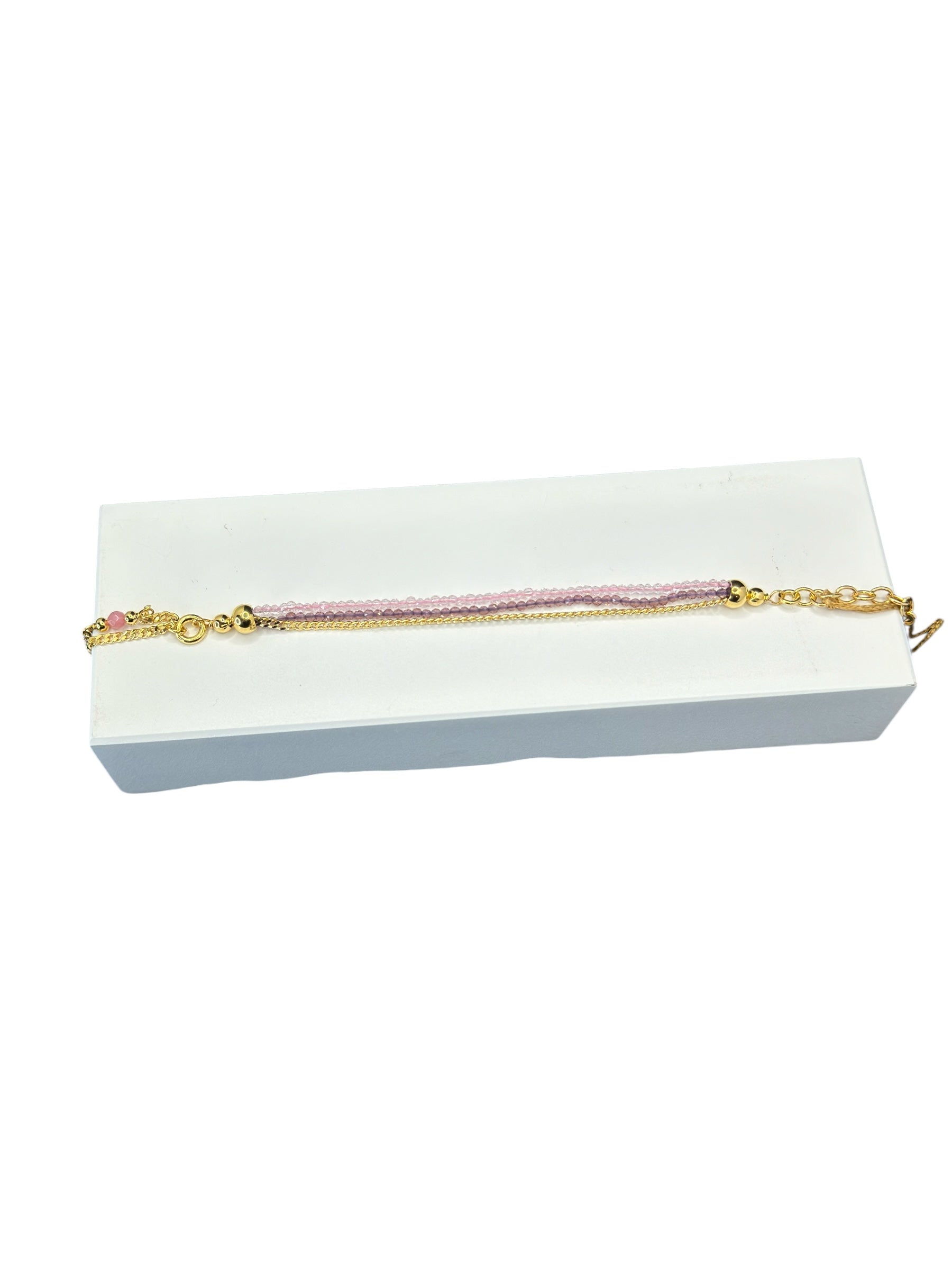 3-reihiges Armband aus vergoldeter Bronze mit rosa und violetten Amethyststeinen - FIRENZE BR 047