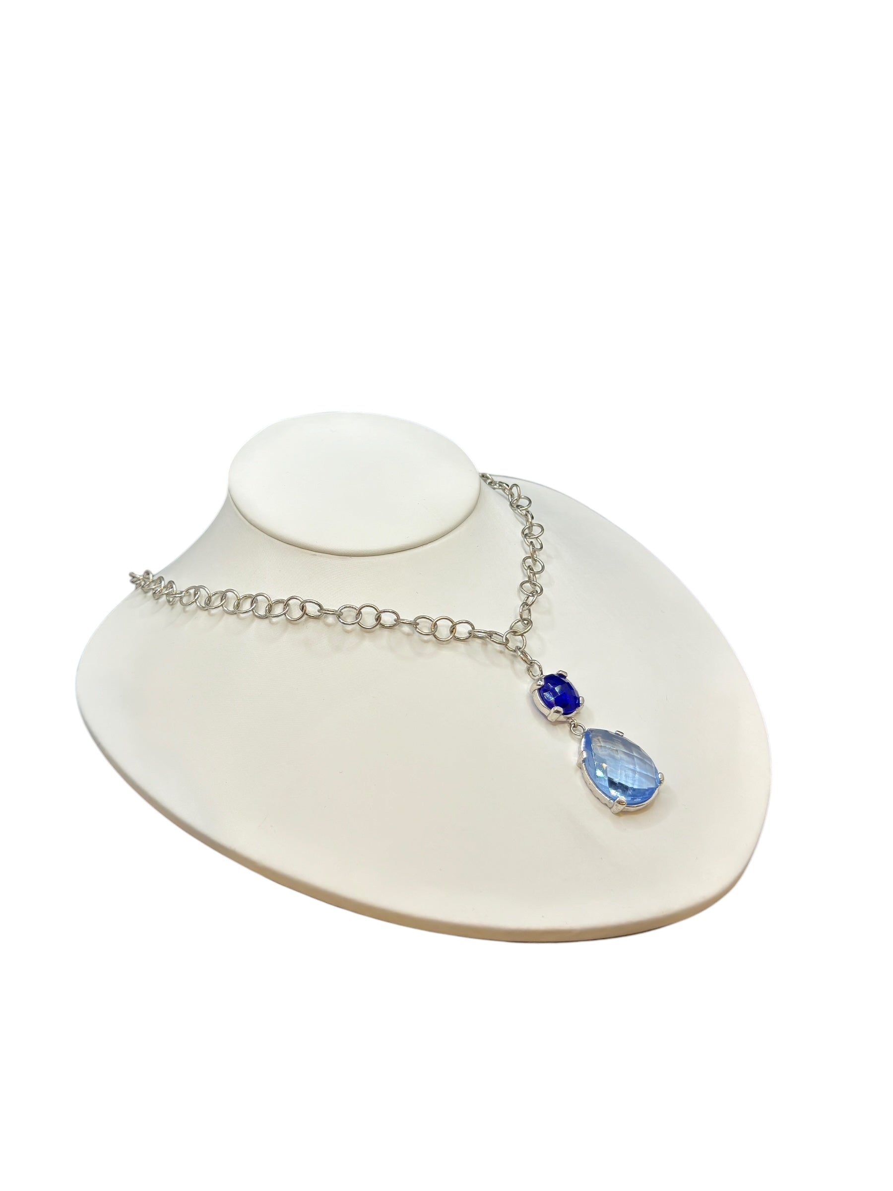 LABRIOLA SILBERKETTE MIT BLAUEM SPINELL UND BLAUEM AQUAMARIN-STEIN - AG1067/B