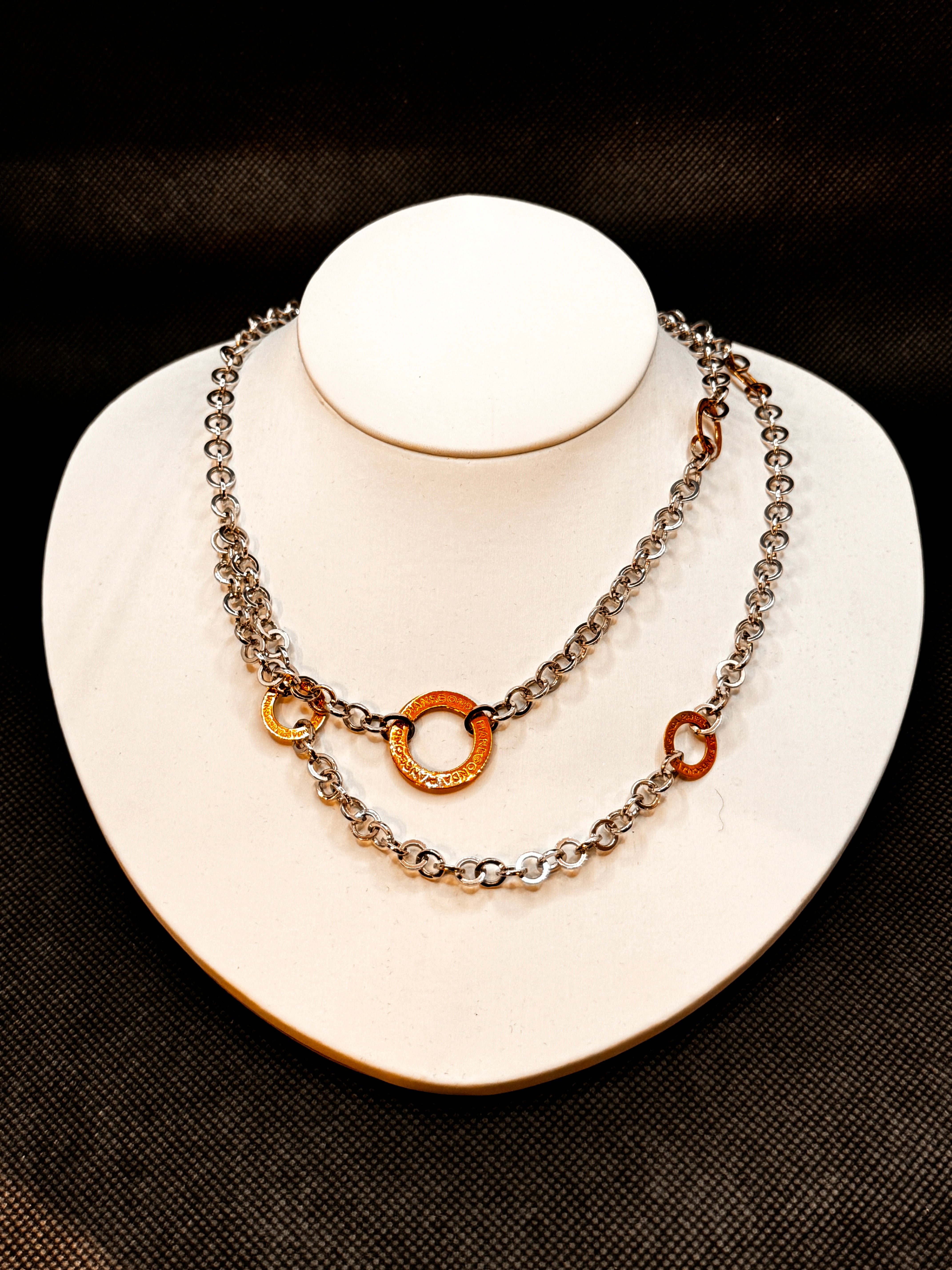 Girocollo Pianegonda in argento con doppia catena e tondini placcati in oro giallo - CA051048
