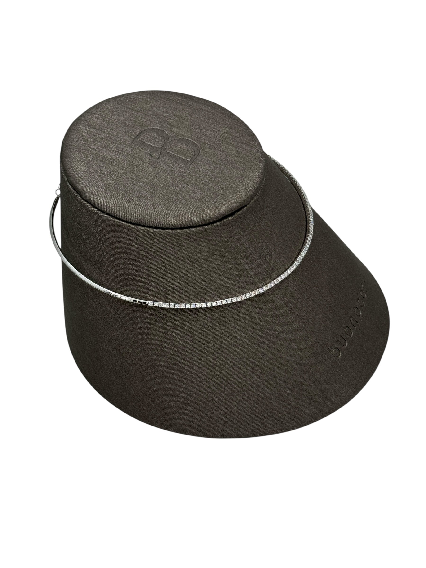 Collana Buonocore rigida semitennis, in oro bianco 18kt e diamanti - 88C01DW