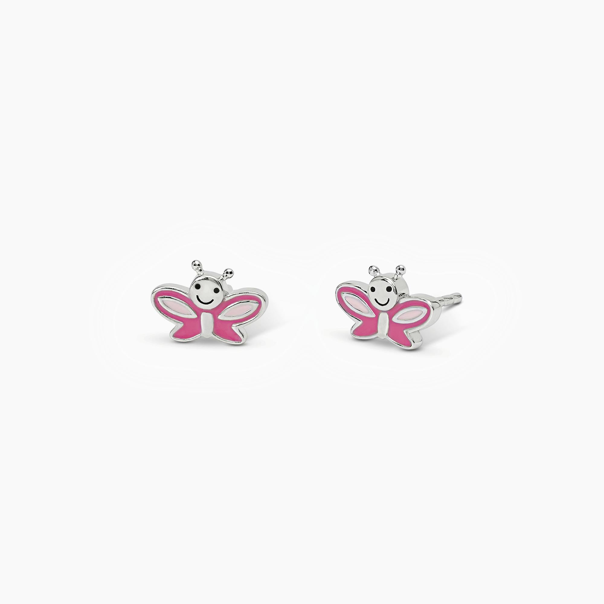 Mabina Junior - Silberne Ohrstecker mit emailliertem Schmetterling LADY BUTTERFLY - 563612