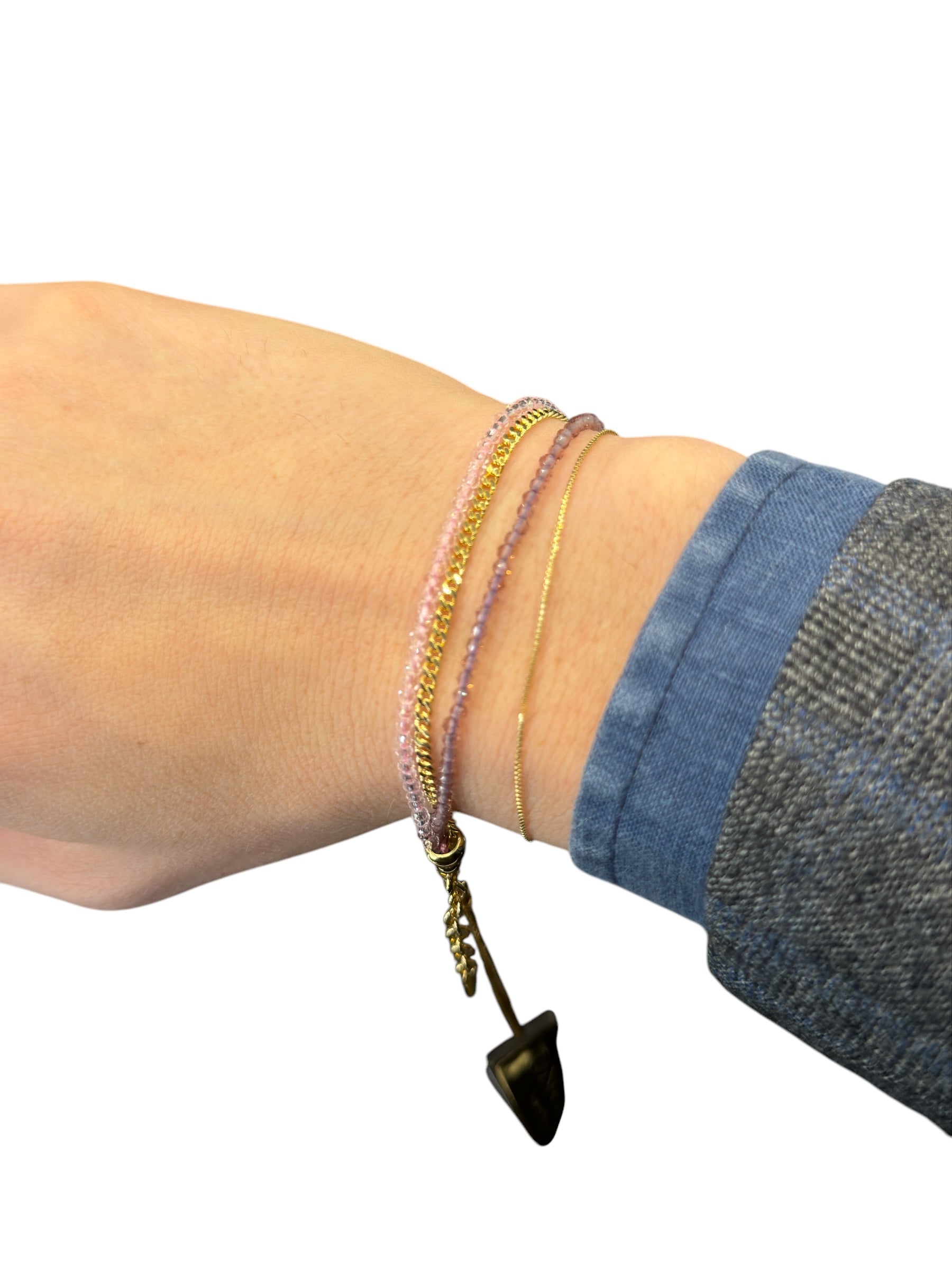 3-reihiges Armband aus vergoldeter Bronze mit rosa und violetten Amethyststeinen - FIRENZE BR 047