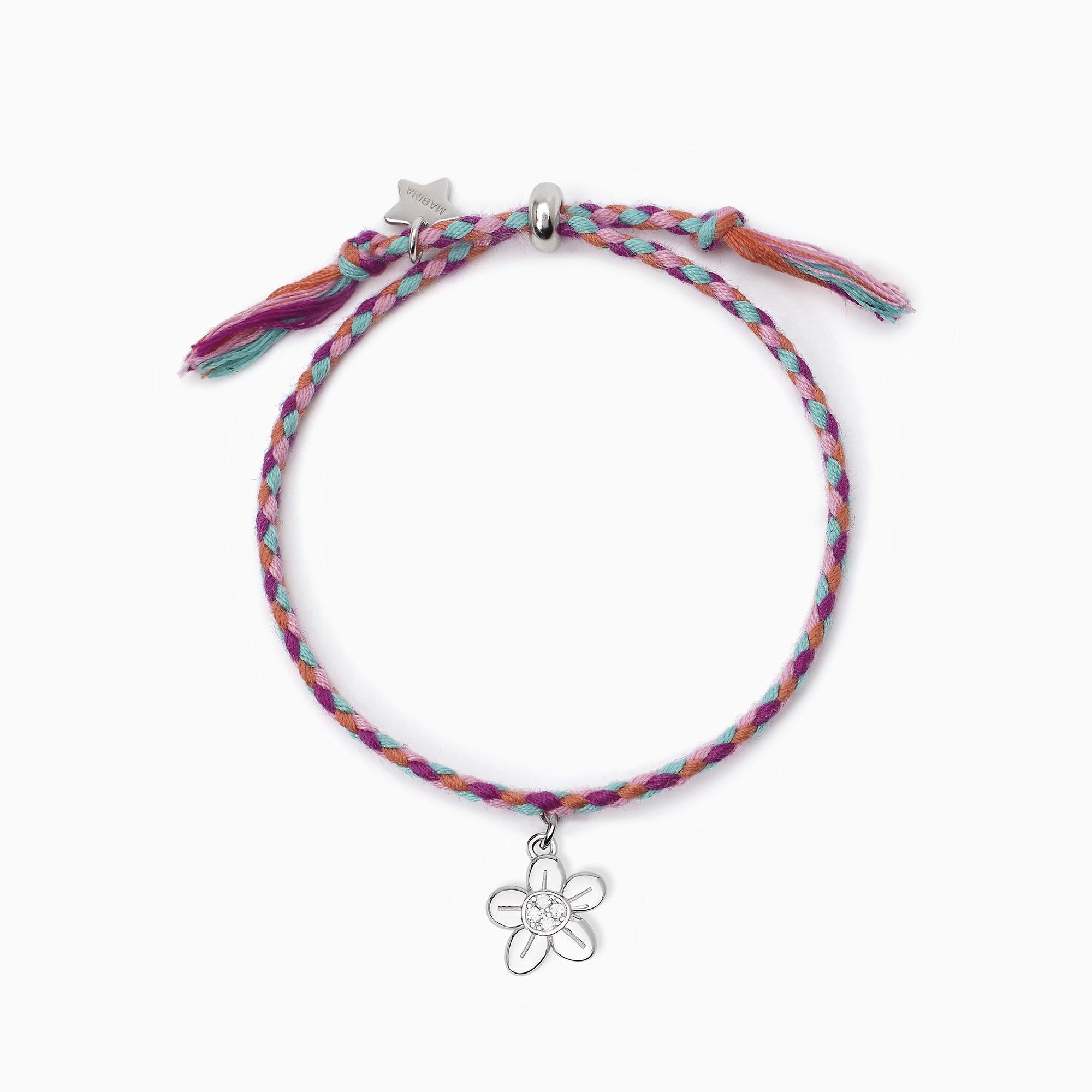 Mabina Junior - Bracciale in argento con cordino e ciondolo fiore NON TI SCORDAR DI ME - 533678