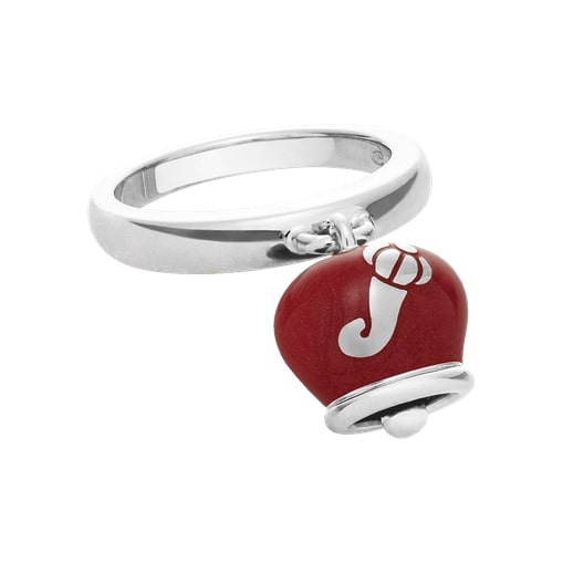 Anello chantecler in argento e smalto rosso - 36385