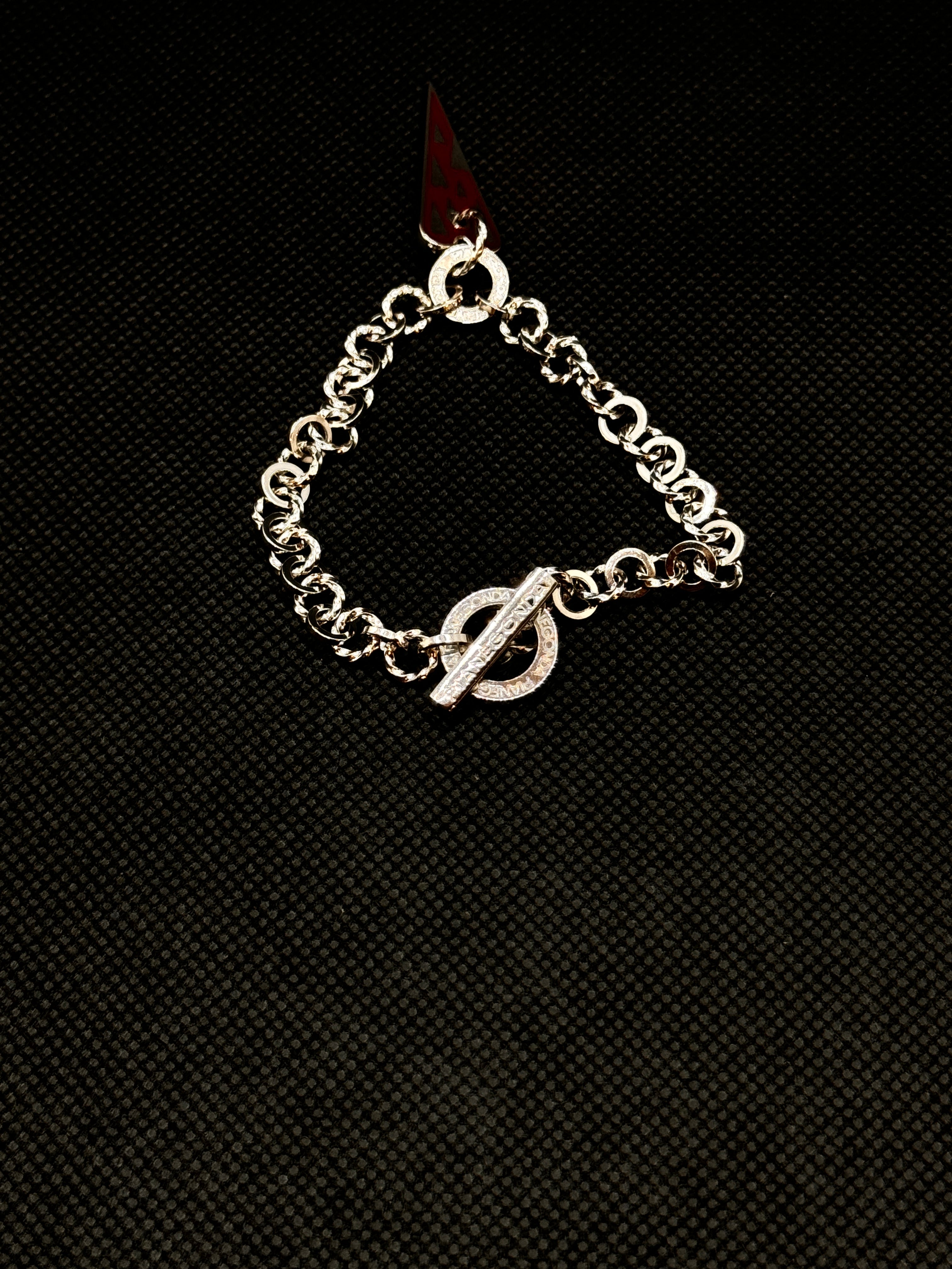 Pianegonda Silberarmband mit silbernem Herzanhänger und roter Emaille - BA010845