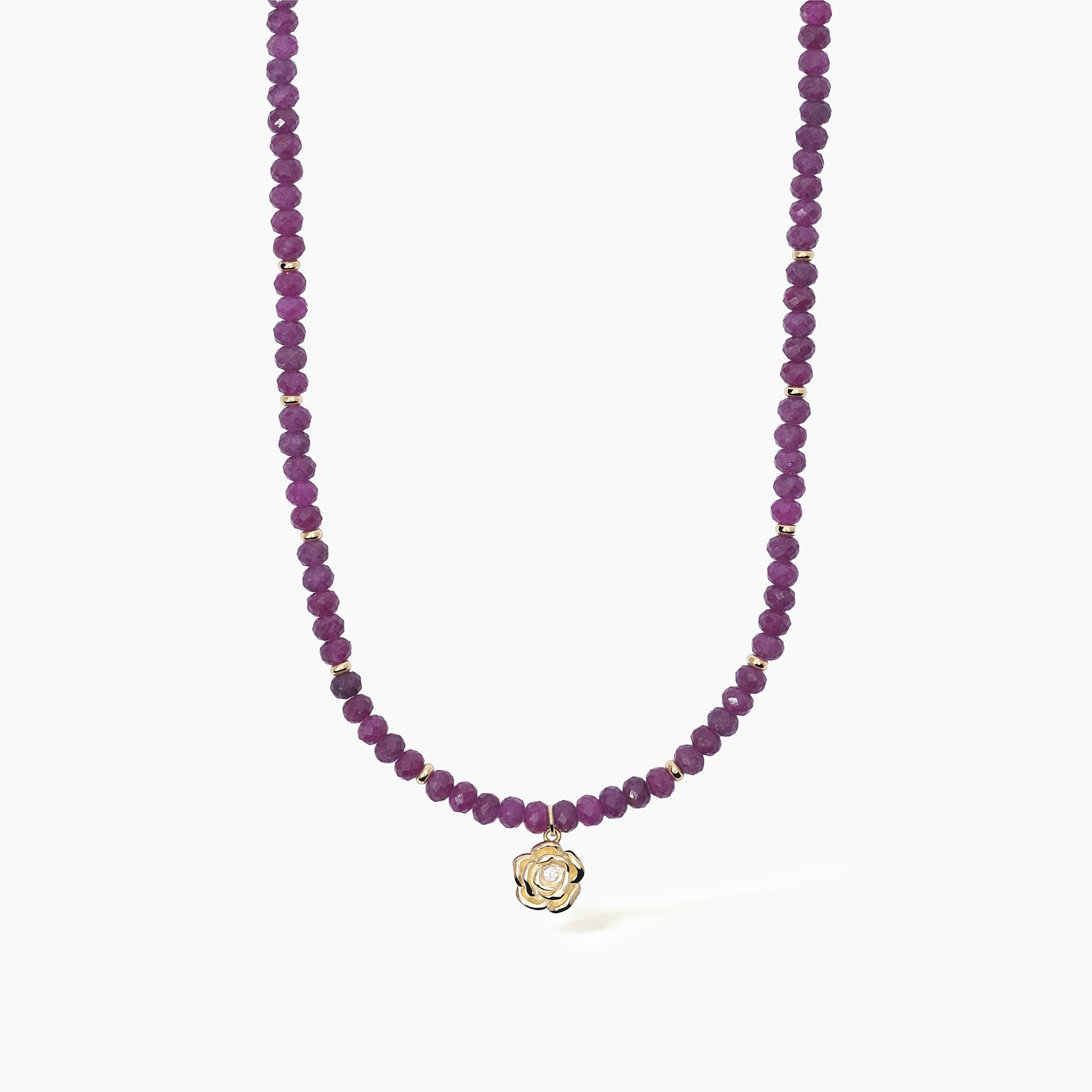Mabina Donna – LA VIE EN ROSE Rubin-Halsband mit Anhänger – 553518