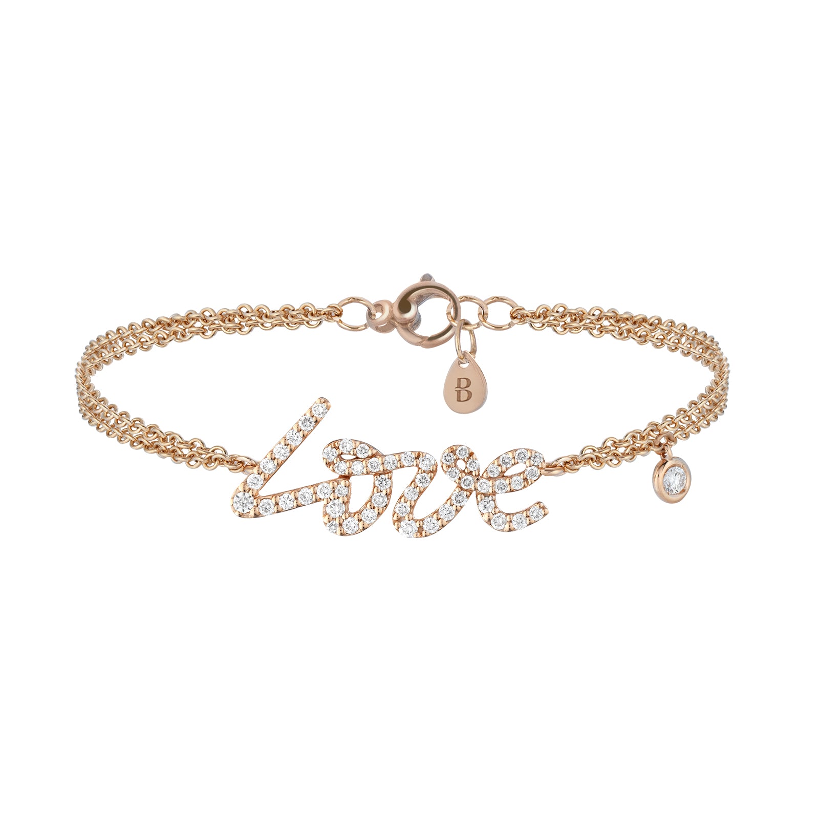 LOVE Armband aus 18 Karat Roségold mit weißen Diamanten – 1057B01DP
