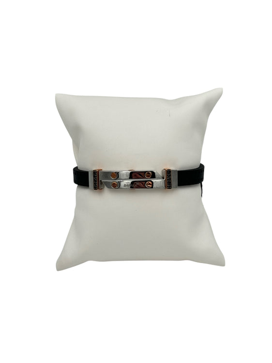 Barakà bracelet in rubber, steel, 18kt rose gold and black diamonds - BR263061