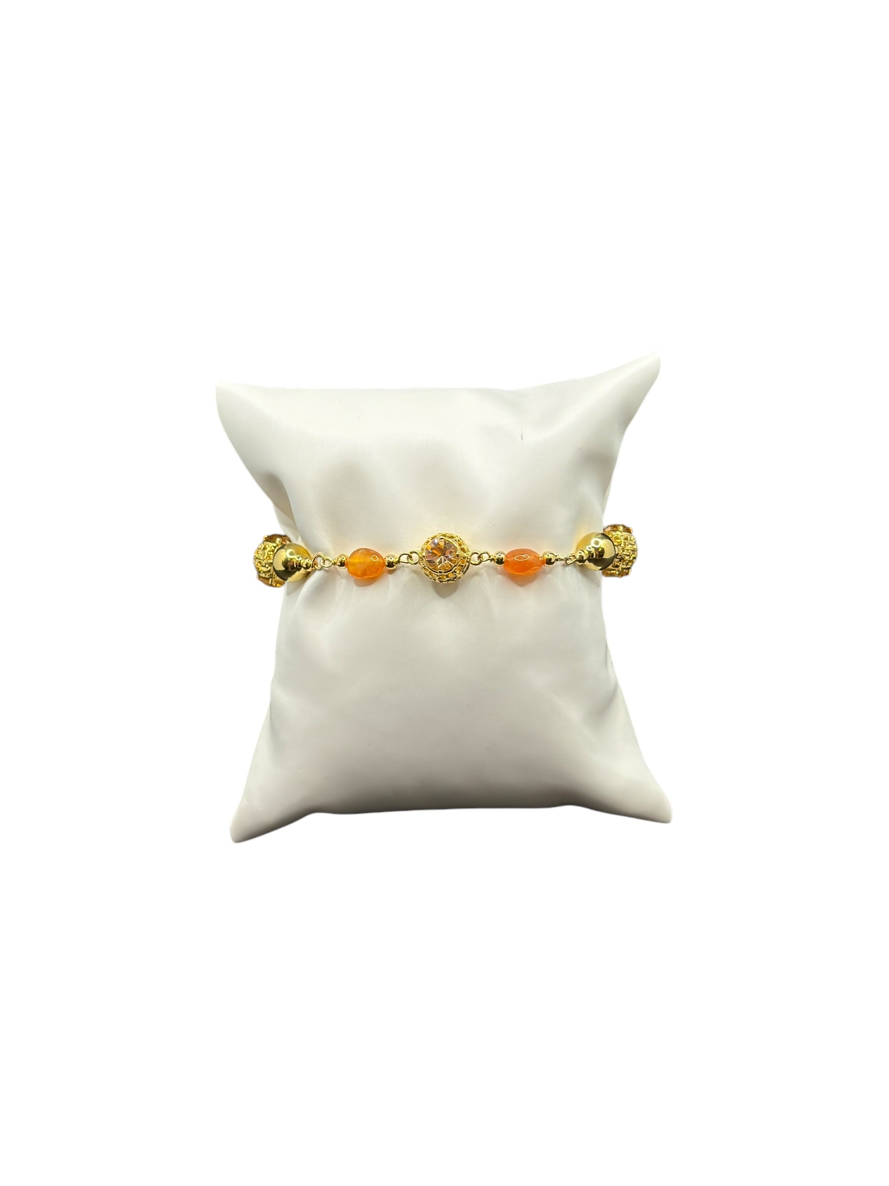 Armband aus vergoldeter Bronze mit orangefarbenen Steinen - DIAMONDS BR 003