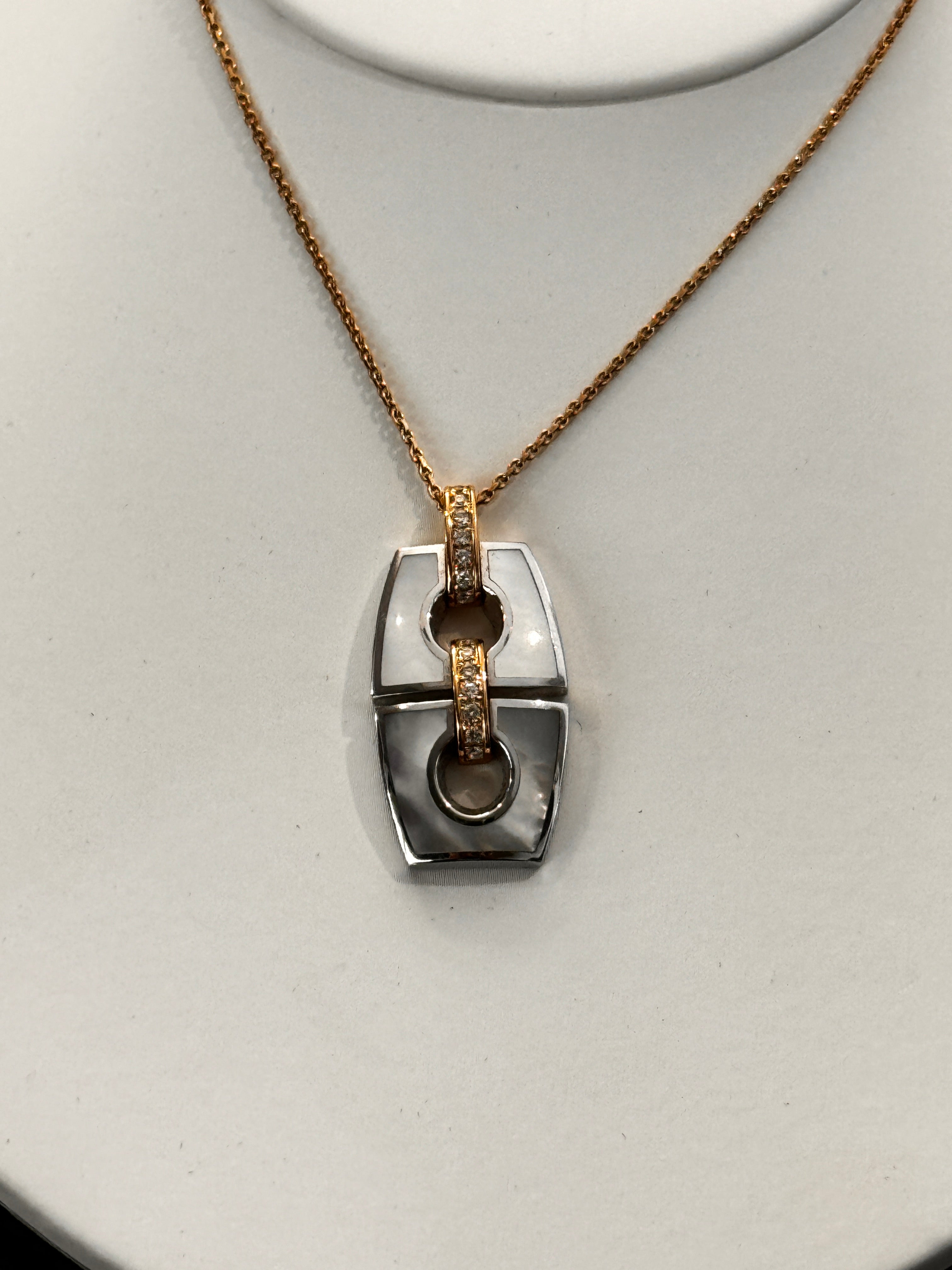 CHIMENTO 19 Karat Rosé- und Weißgold-Halskette mit Diamanten, 0,31 Karat – 82573448