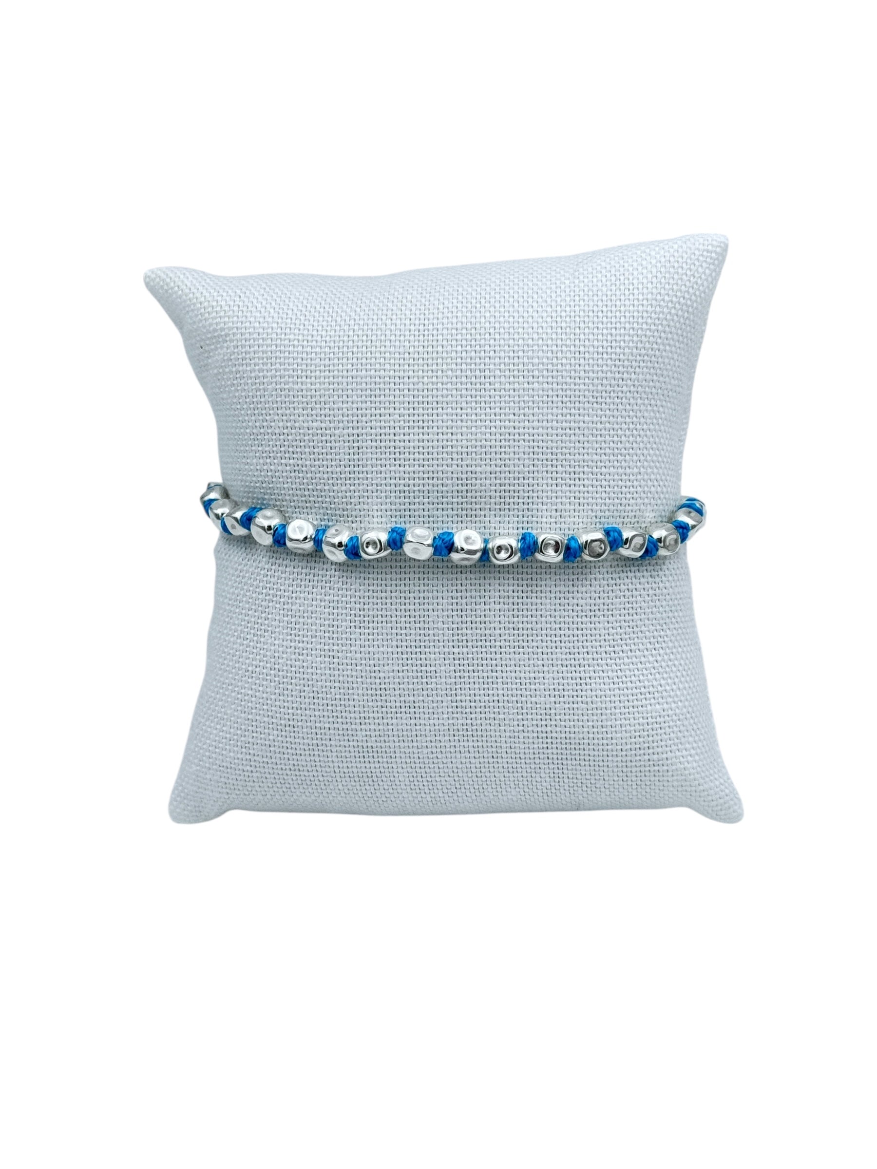 Bracciale Spadarella corda in argento e nylon, unisex, color turchese - SPBR636-turchese