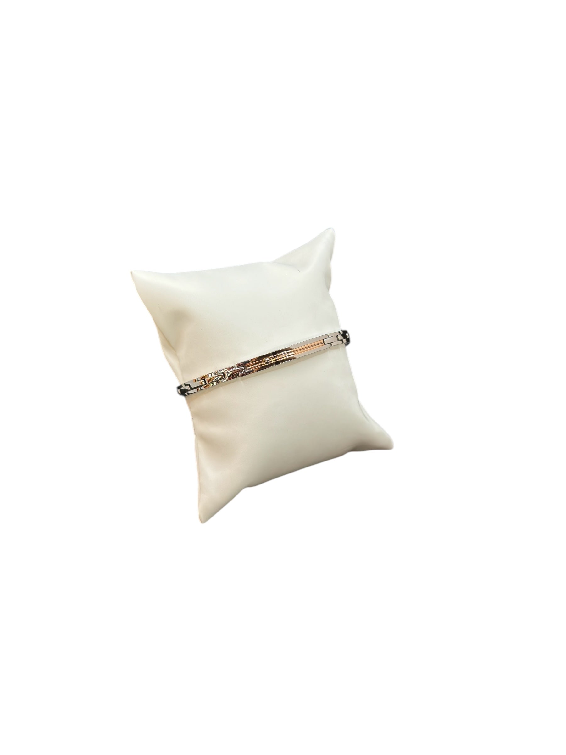 Zancan-Armband für Herren aus Stahl mit zentraler Plakette aus Roségold und schwarzem Zirkonia – Hi-Teck-Kollektion – EHB216