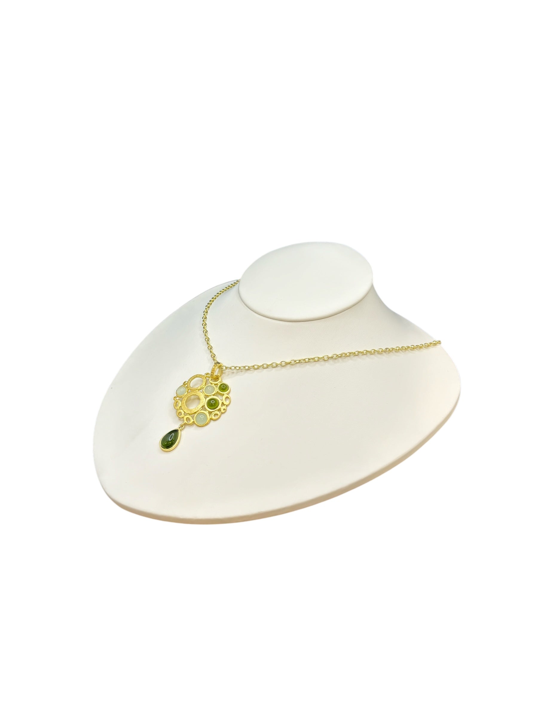 LABRIOLA VERGOLDETE SILBERKETTE MIT GRÜNEN PERIDOT-STEINEN - AG11215
