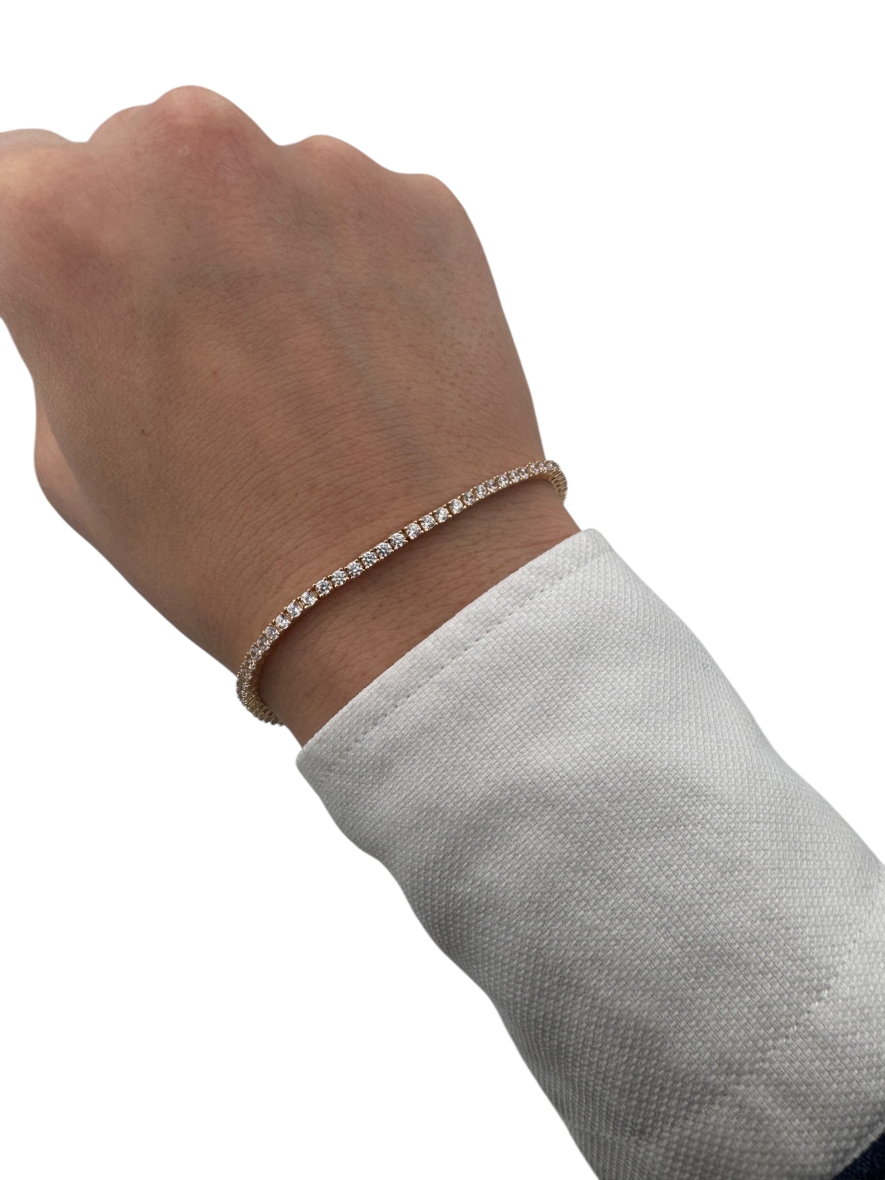 Bracciale tennis Spadarella in argento dorato con zirconi bianchi, 2mm, da uomo - TEN2-Oro
