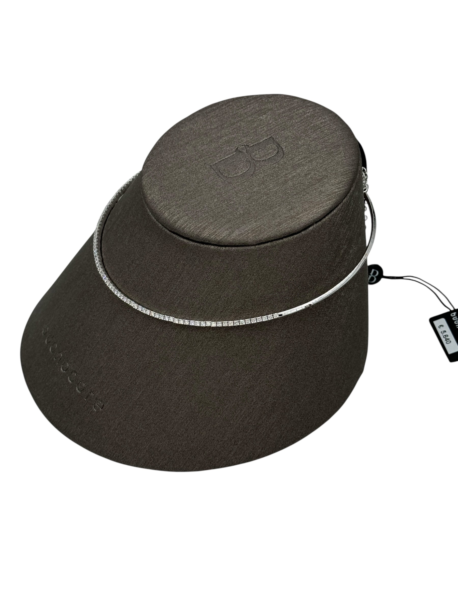 Collana Buonocore rigida semitennis, in oro bianco 18kt e diamanti - 88C01DW
