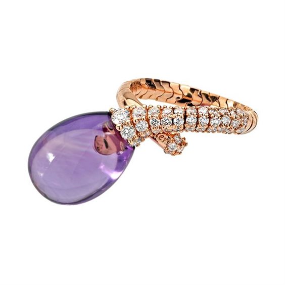 Fröhlicher Ring aus Roségold mit Diamanten und Amethyst – 30354