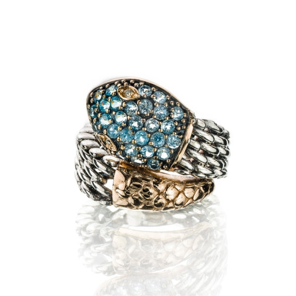 Anello medievale serpente azzurro - AN1018-Azz