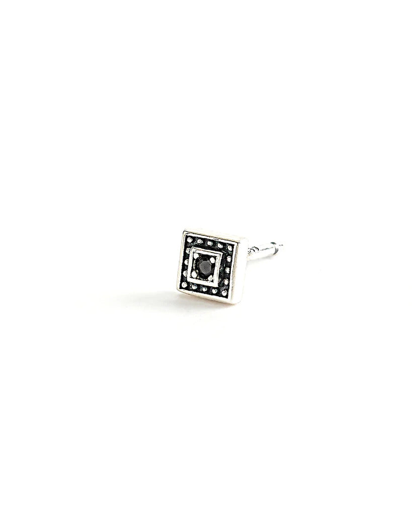 Mabina Uomo - QUADRATISCHER EINZELNER OHRRING MIT SCHWARZEM ACHAT - 563484