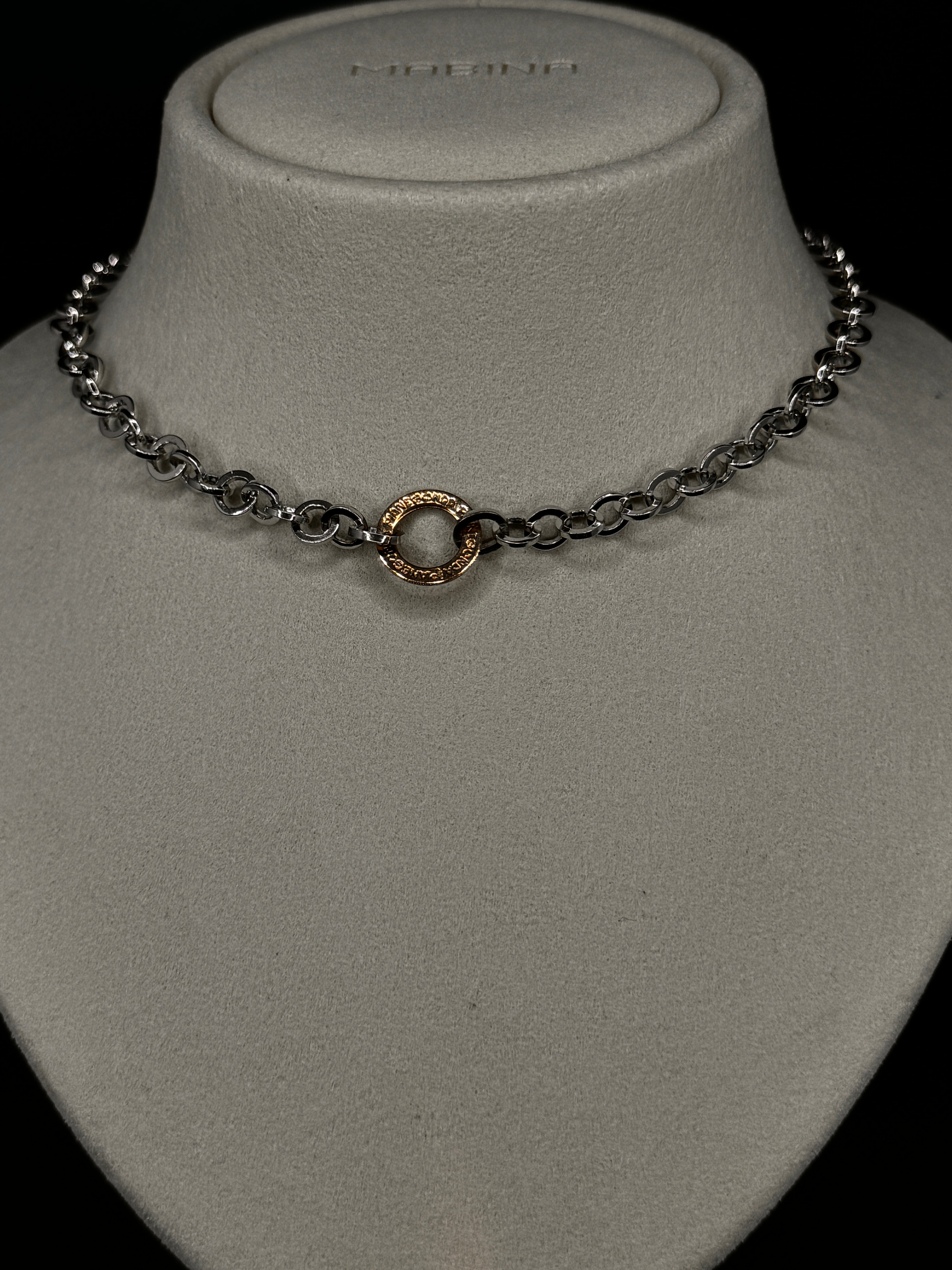 Pianegonda-Silberhalsband mit gelbvergoldetem runden Mittelsteg – CA051046