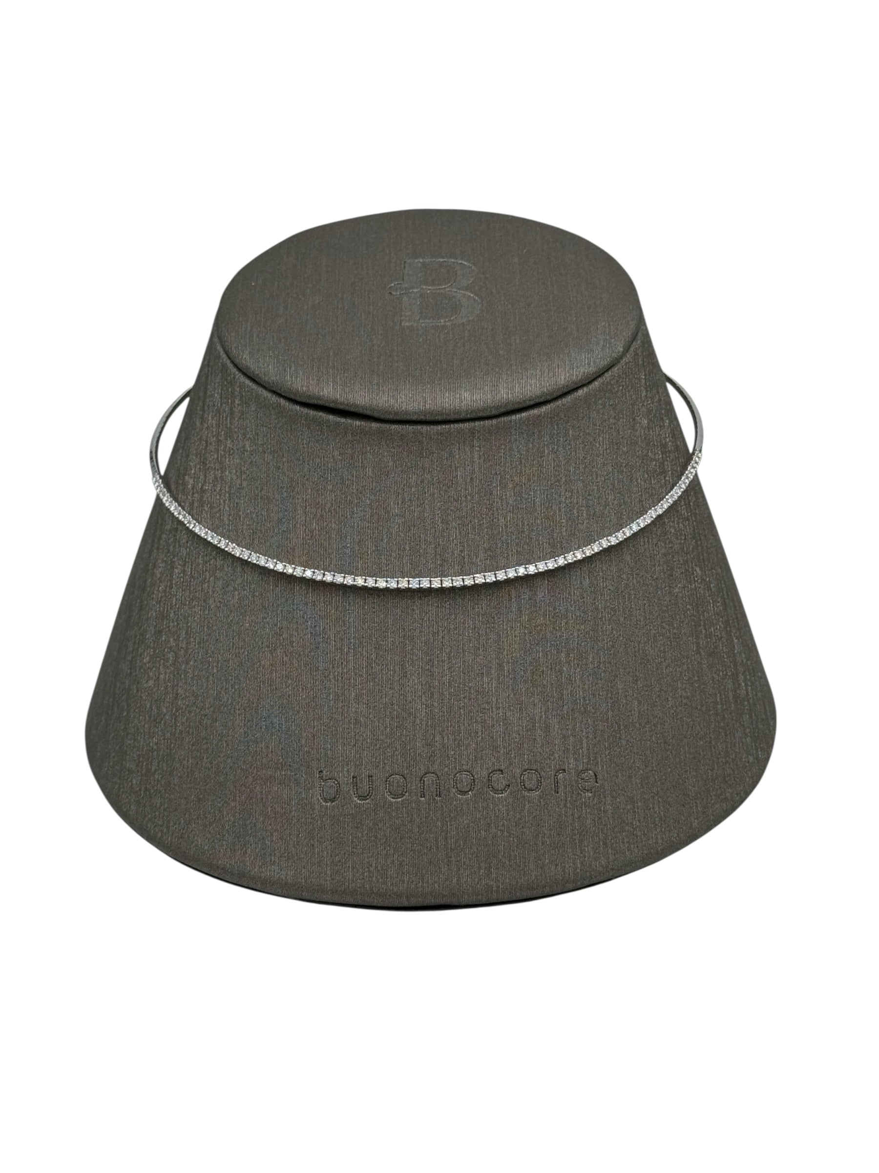 Collana Buonocore rigida semitennis, in oro bianco 18kt e diamanti - 88C01DW