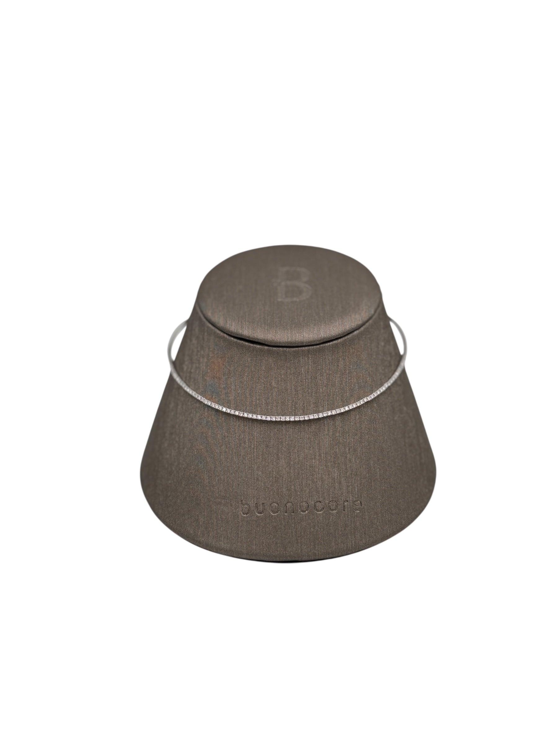 Collana Buonocore rigida semitennis, in oro bianco 18kt e diamanti - 88C01DW