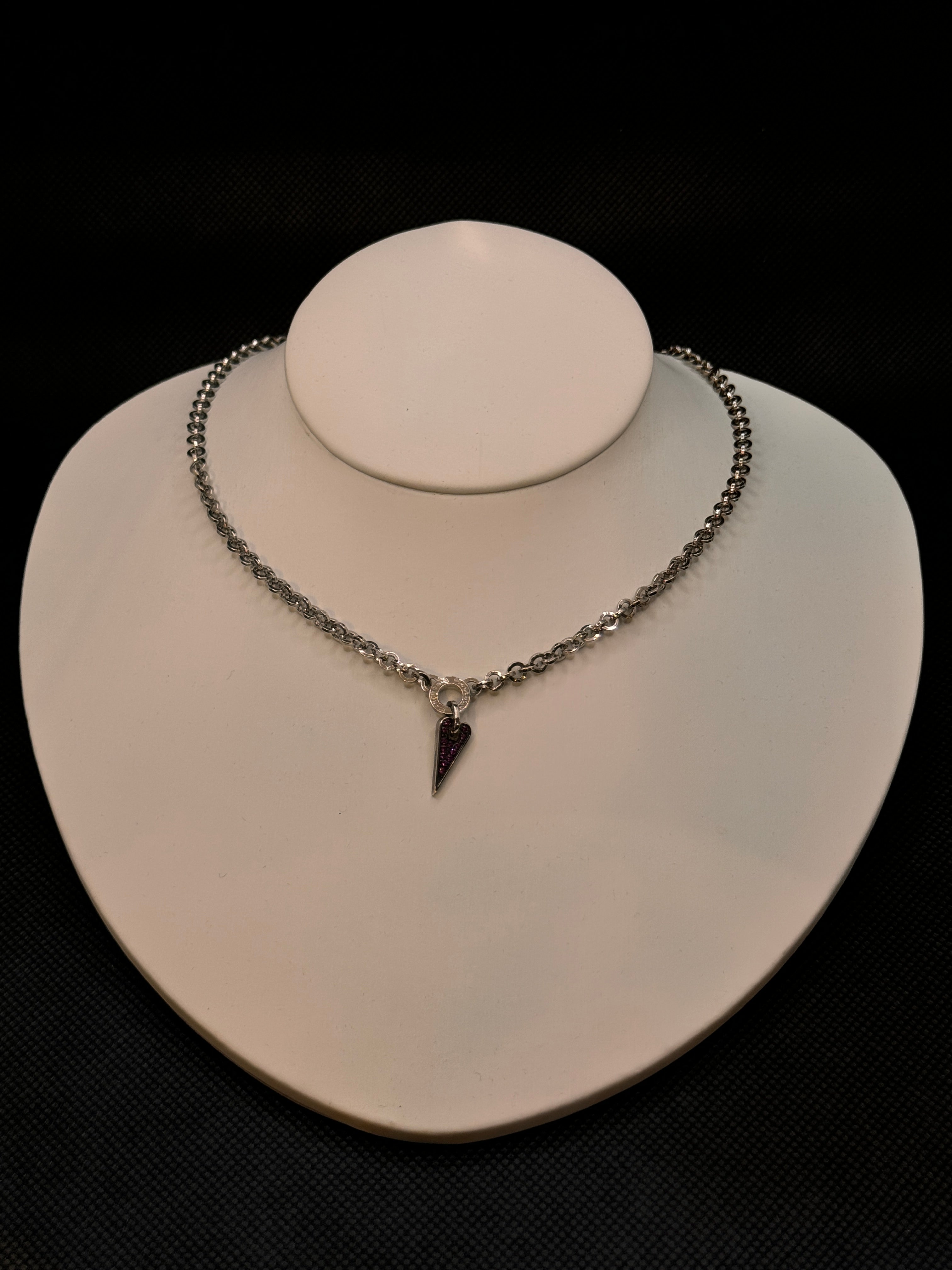 Pianegonda Silberhalsband mit Rubinpavé-Anhänger, Glittering Love Kollektion – CA011162/R