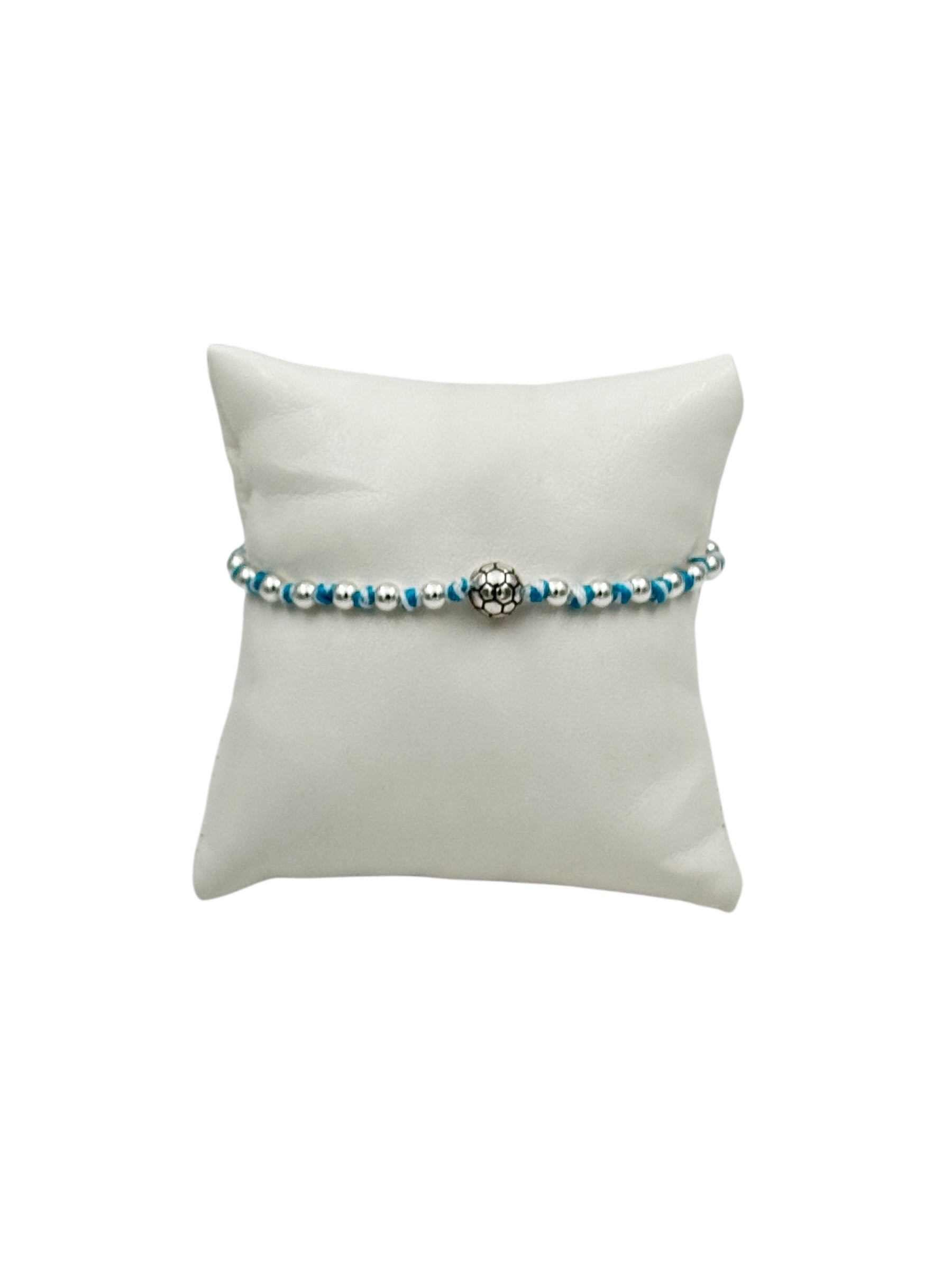 Bracciale Spadarella in argento con palla da calcio, COLORE AZZURRO TIFFANY - SPBR600