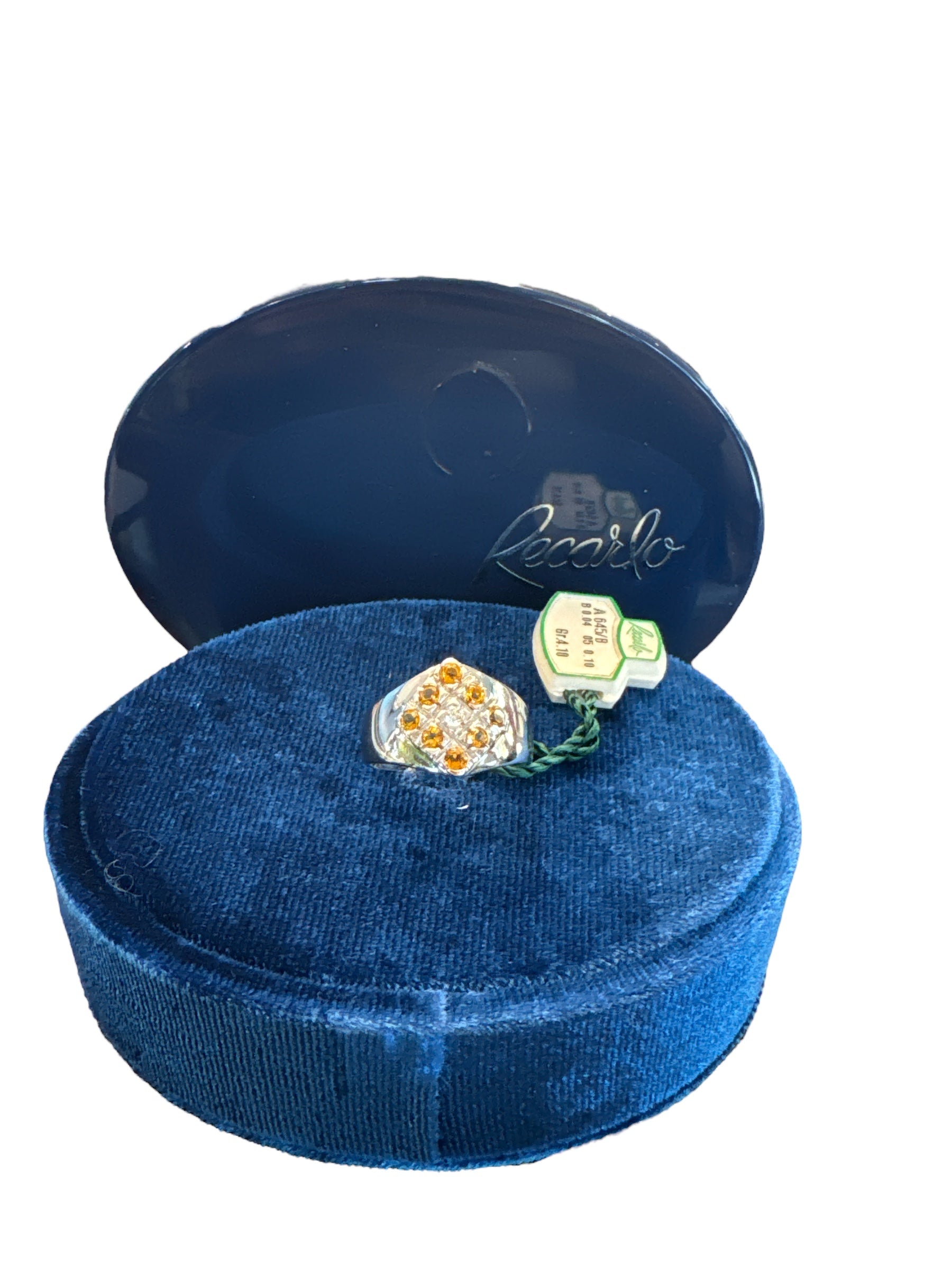 Anello Colore oro bianco, diamanti e topazi, 0.10ct di topazi - A645/B