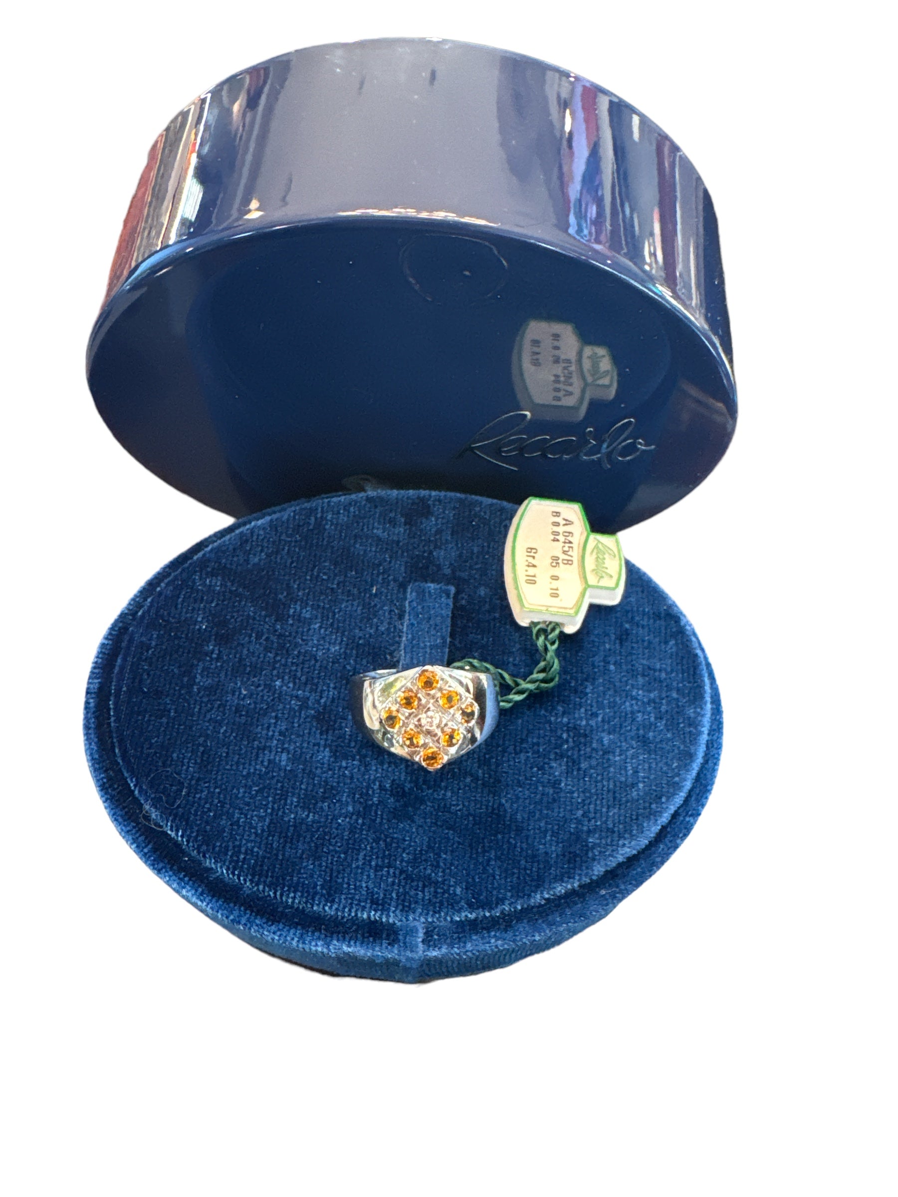 Anello Colore oro bianco, diamanti e topazi, 0.10ct di topazi - A645/B