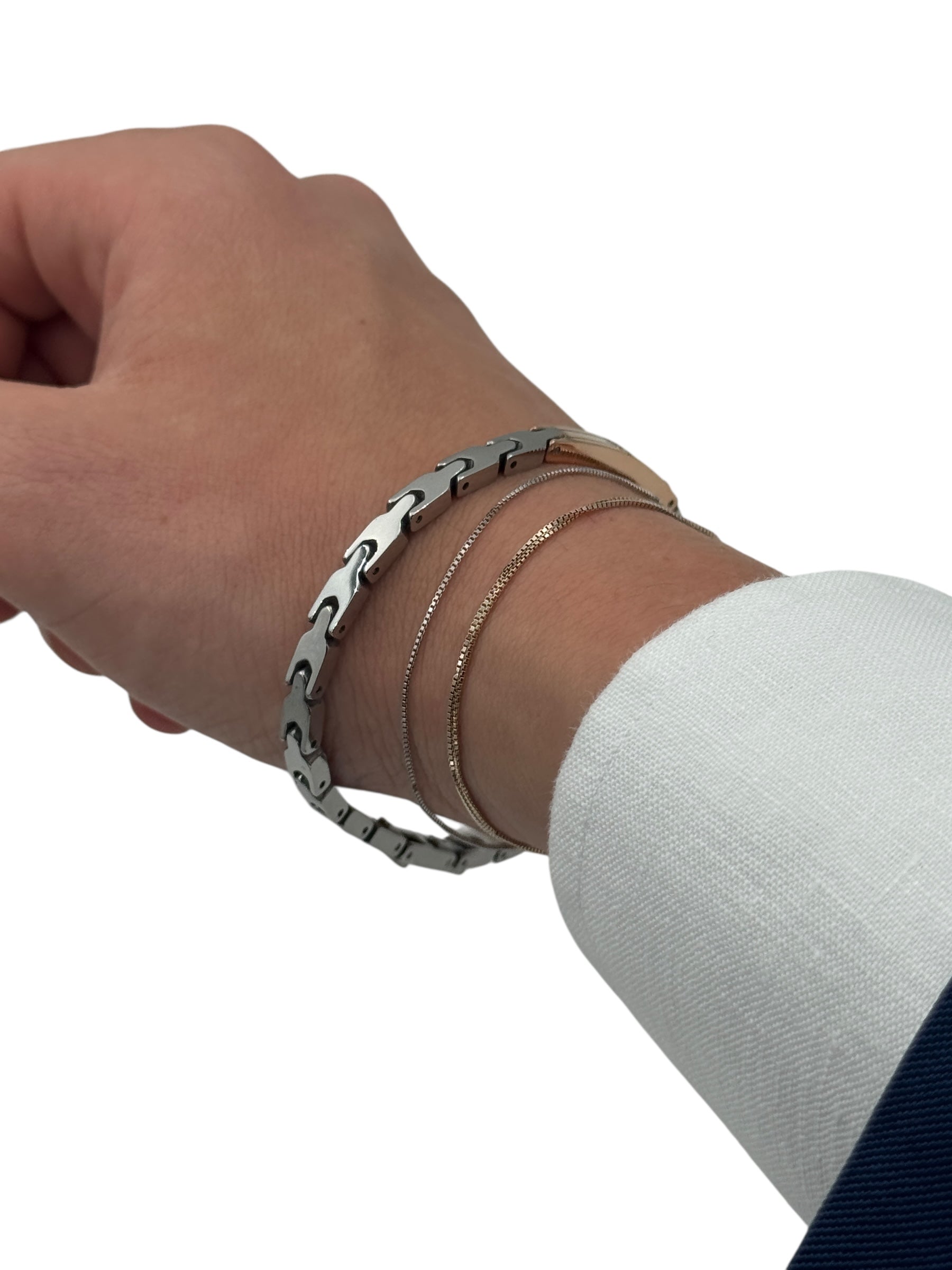 Bracciale da uomo Zancan acciaio piastrina rosé e cristallo - UHB126