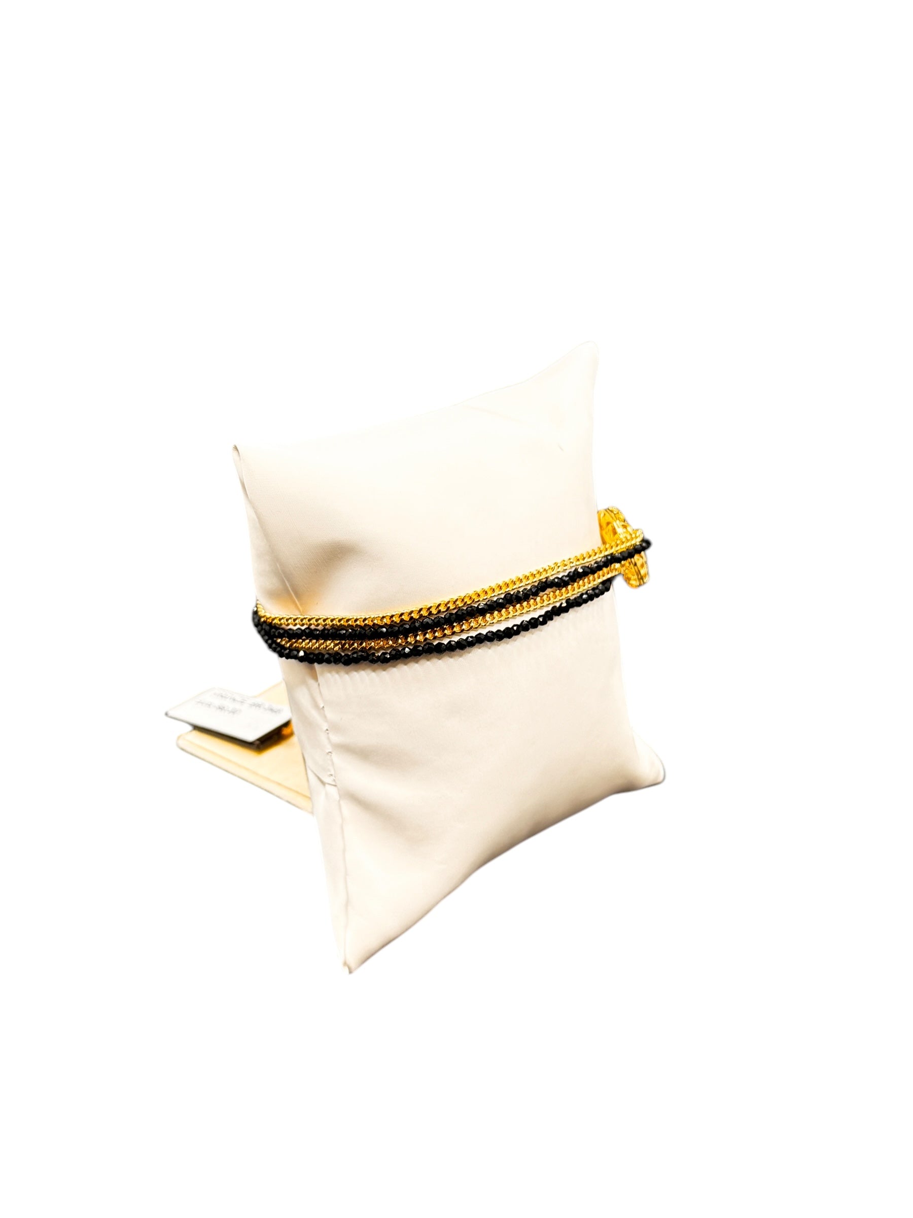 Vierreihiges Armband aus vergoldeter Bronze mit schwarzen Steinen - FIRENZE BR 048